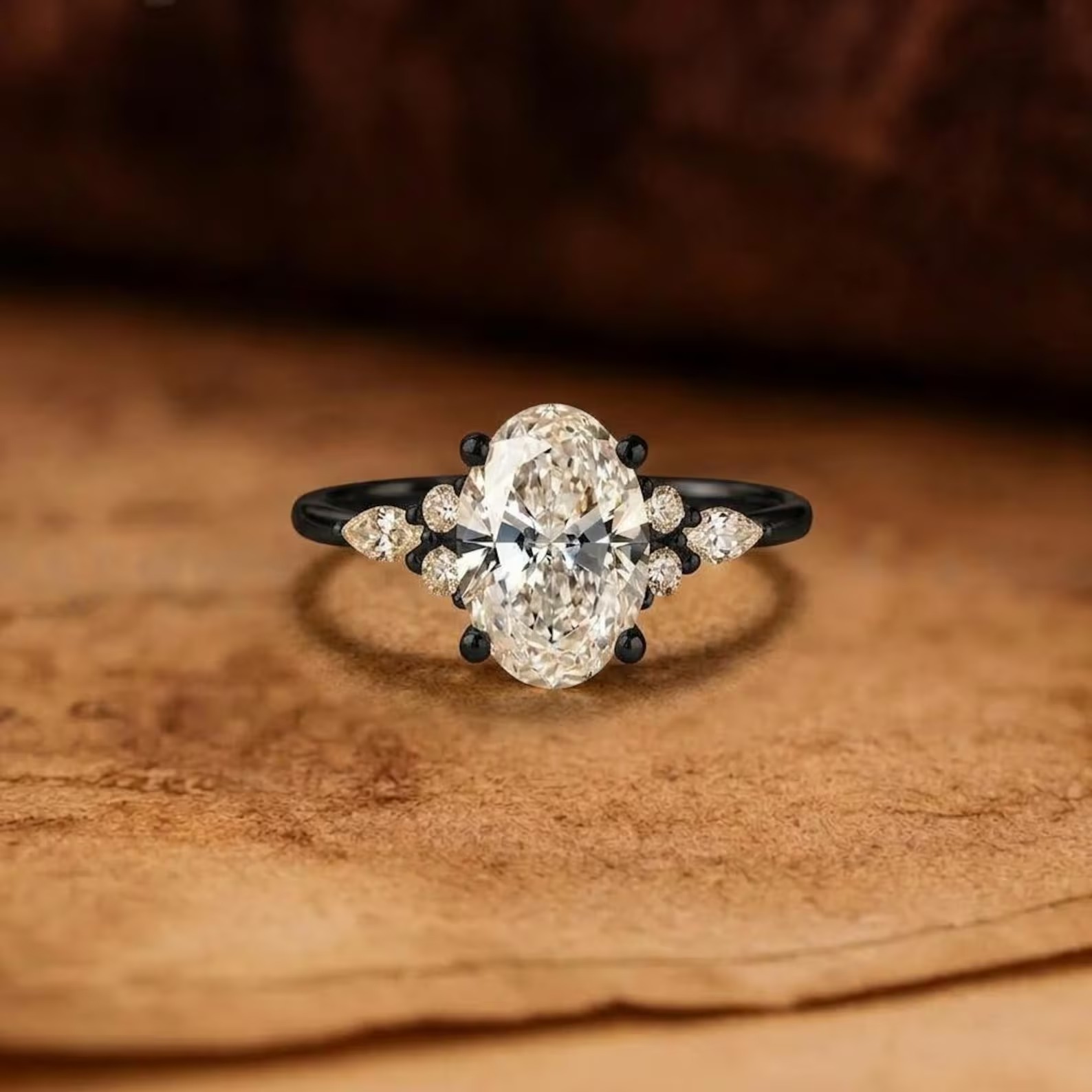 Oval Moissanite Engagement Ring, Vintage Gold Ring, Oval Solitaire Ring, Dainty Promise Ring, Handmade Bridal Ring, Gift for Her