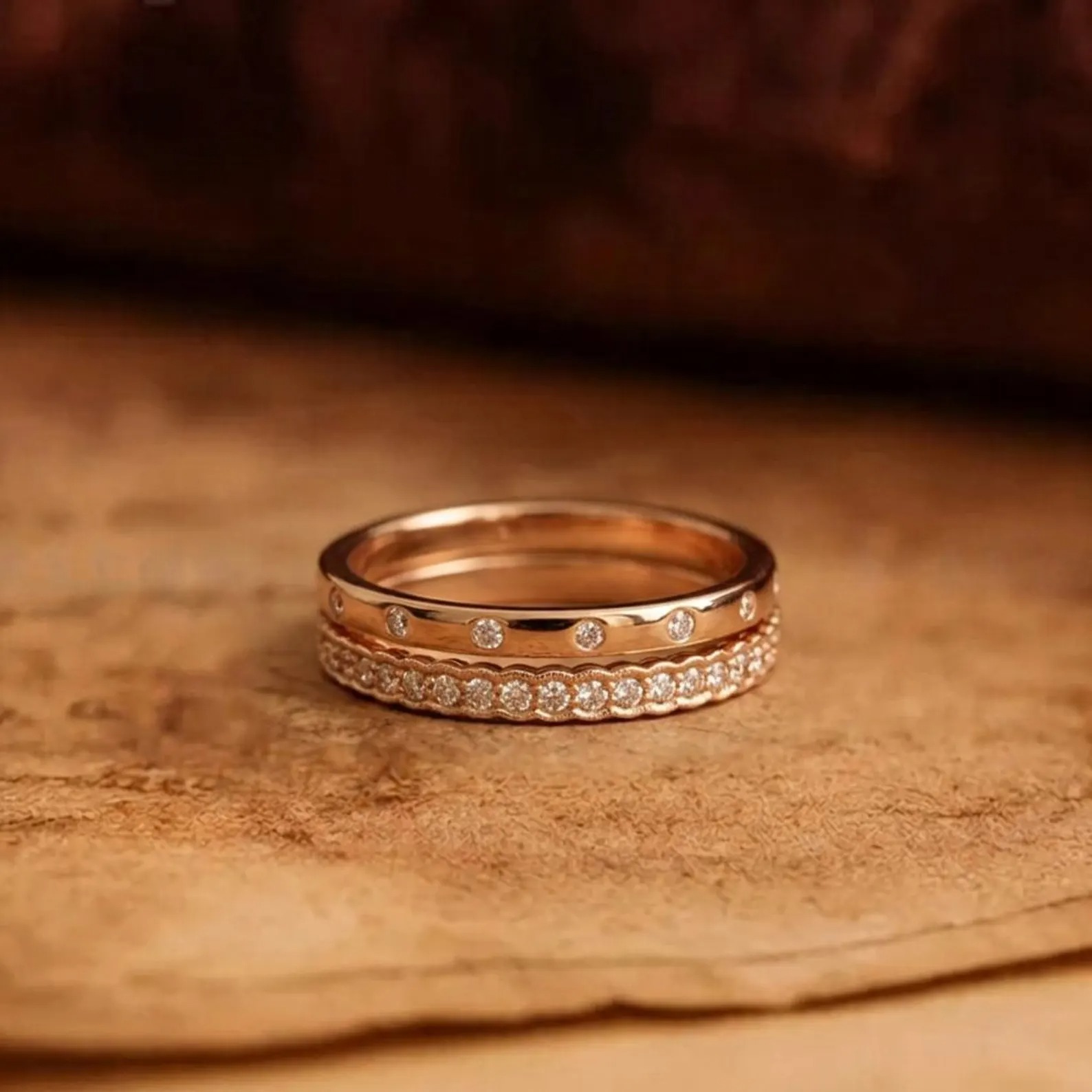 Micro Pave Diamond Wedding Band, Full Eternity Stackable Ring,Moissanite Diamond Wedding Ring, Double Anniversary Band Gift for Her
