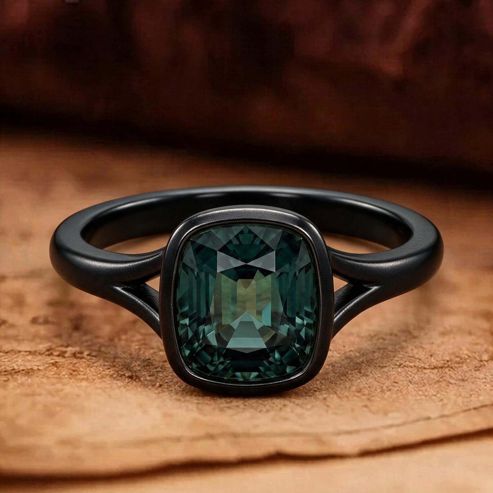 Cushion Cut Montana Sapphire Ring For Woman: 925 Sterling Silver Engagement Ring
