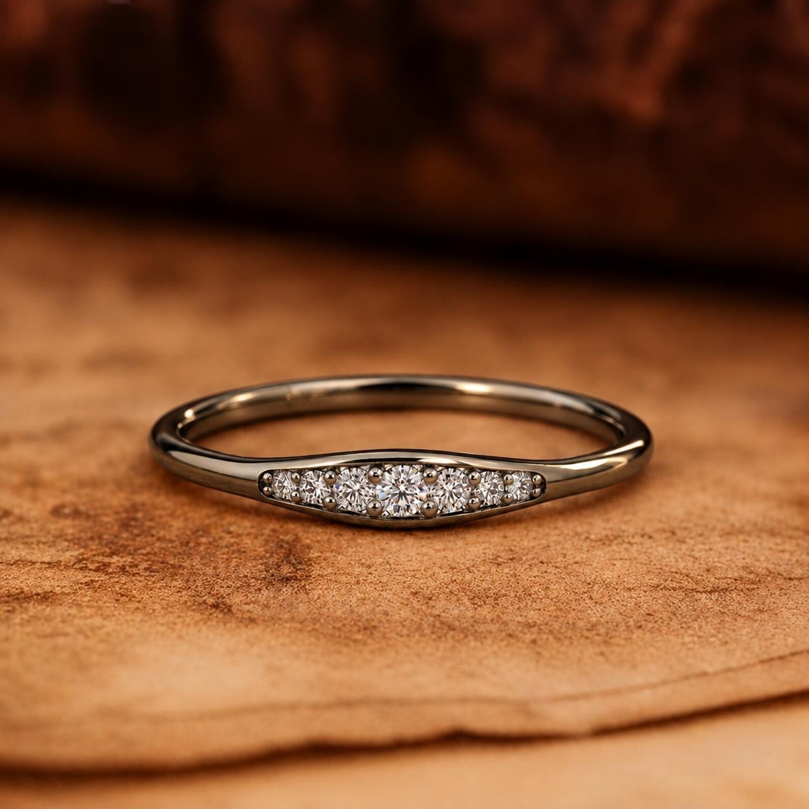 Dainty 14k Solid Gold Diamond Band Ring: Minimalist Moissanite Wedding Band, Mini Diamonds Engagement Rings