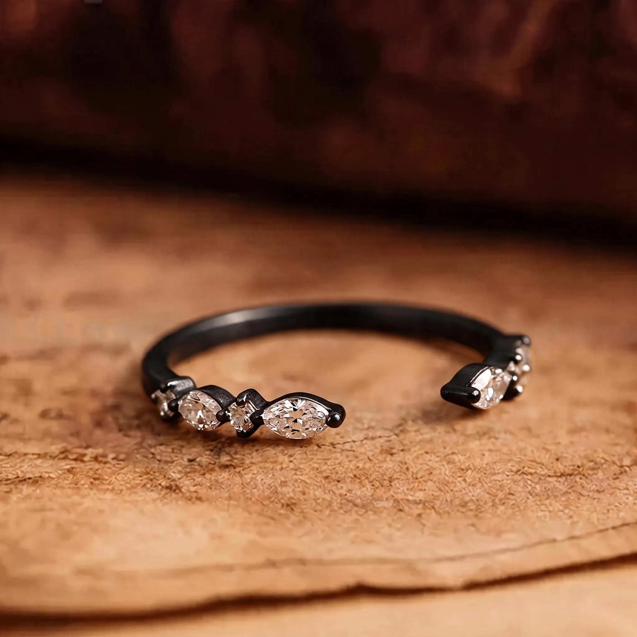 Real Lab Diamond Open Cuff Wedding Ring Thin Open Gap Stacking Ring Minimalist Custom Open Gap Band Ring for Her Womens Cuff Stackable Band