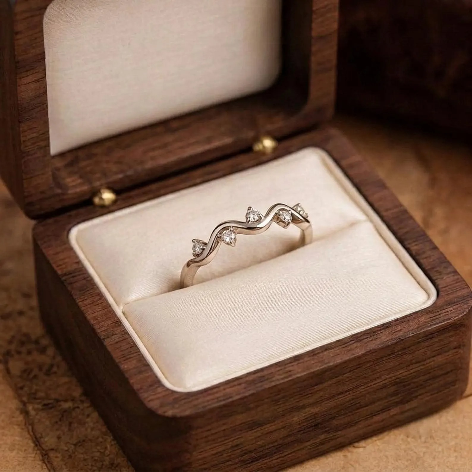 Healing Is Not Linear Minimalist Wave Ring: Sterling Silver Inspirational Cubic Zirconia Jewelry