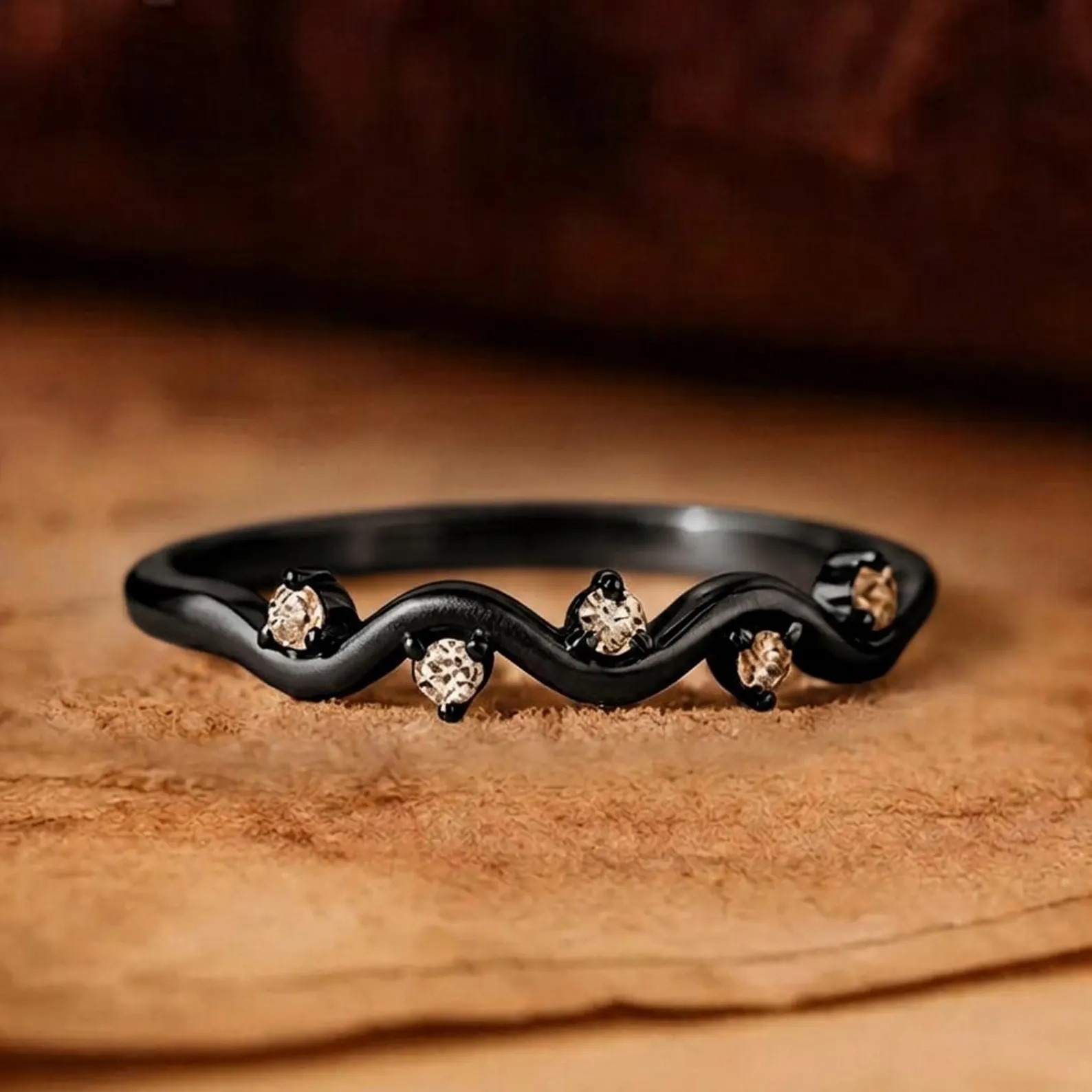 Healing Is Not Linear Minimalist Wave Ring: Sterling Silver Inspirational Cubic Zirconia Jewelry