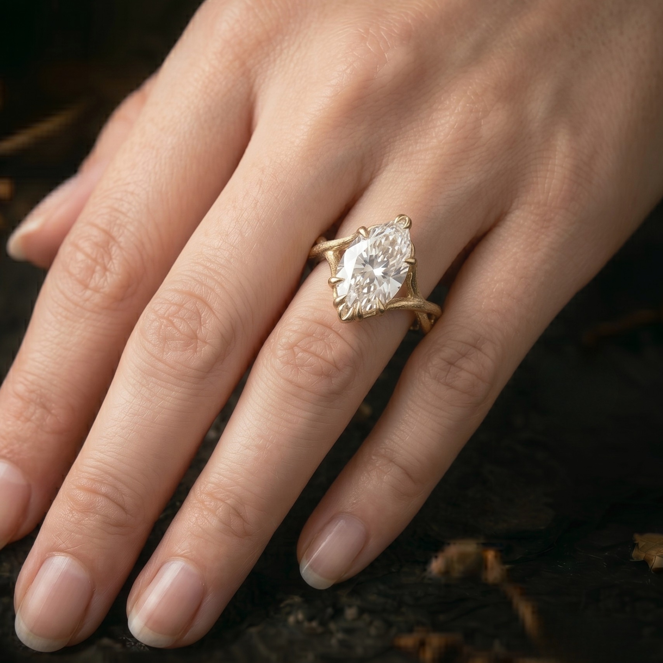 Vintage Pear Cut Moissanite Engagement Ring/14K Solid Gold Twisted Band Dainty Wedding Ring/Solitaire Hidden Halo Anniversary Birthday Gift