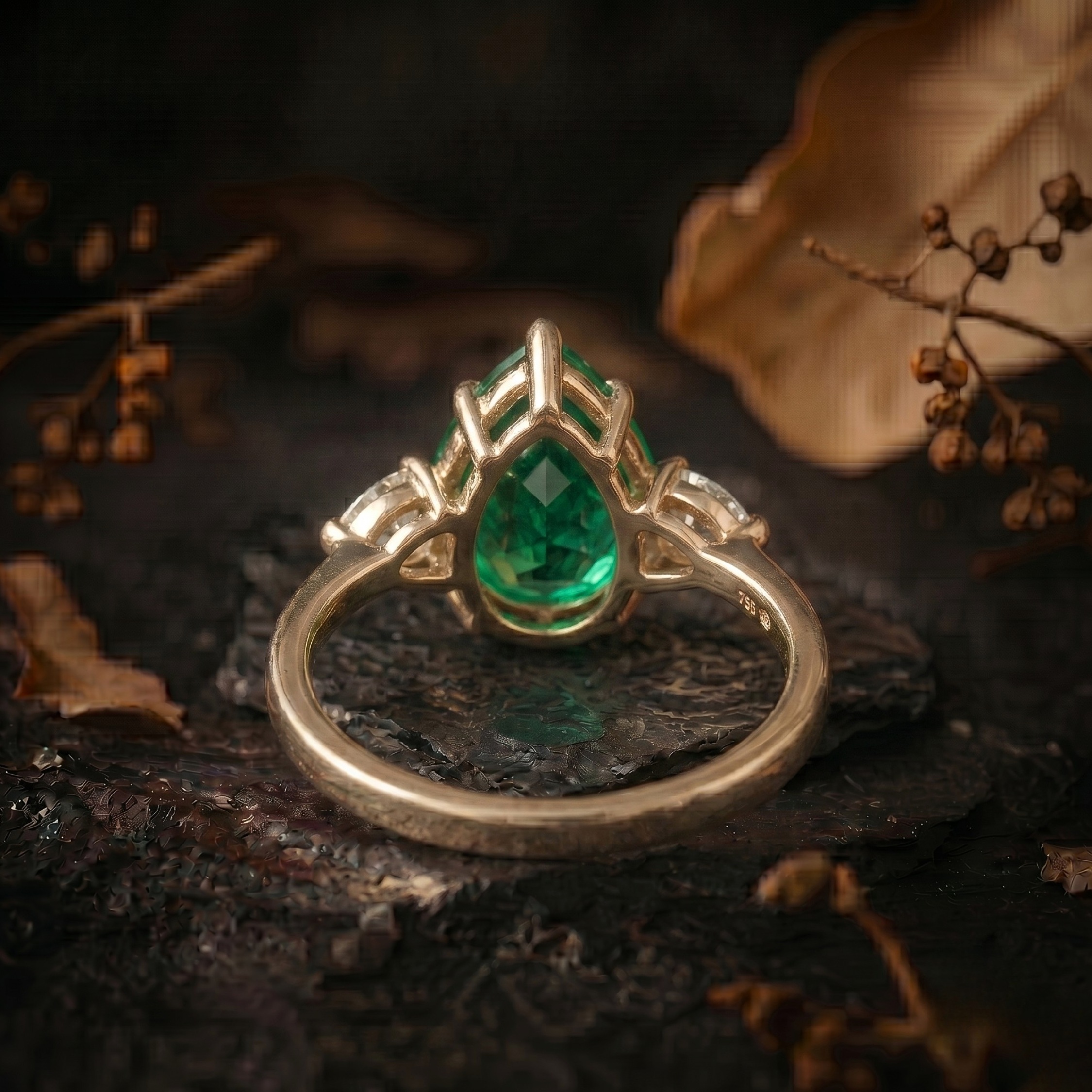 Genuine Emerald Pear Cut Engagement Ring, 14k Gold Halo Diamond Ring, Delicate Green Gemstone Promise Anniversary Birthday Gift for Women