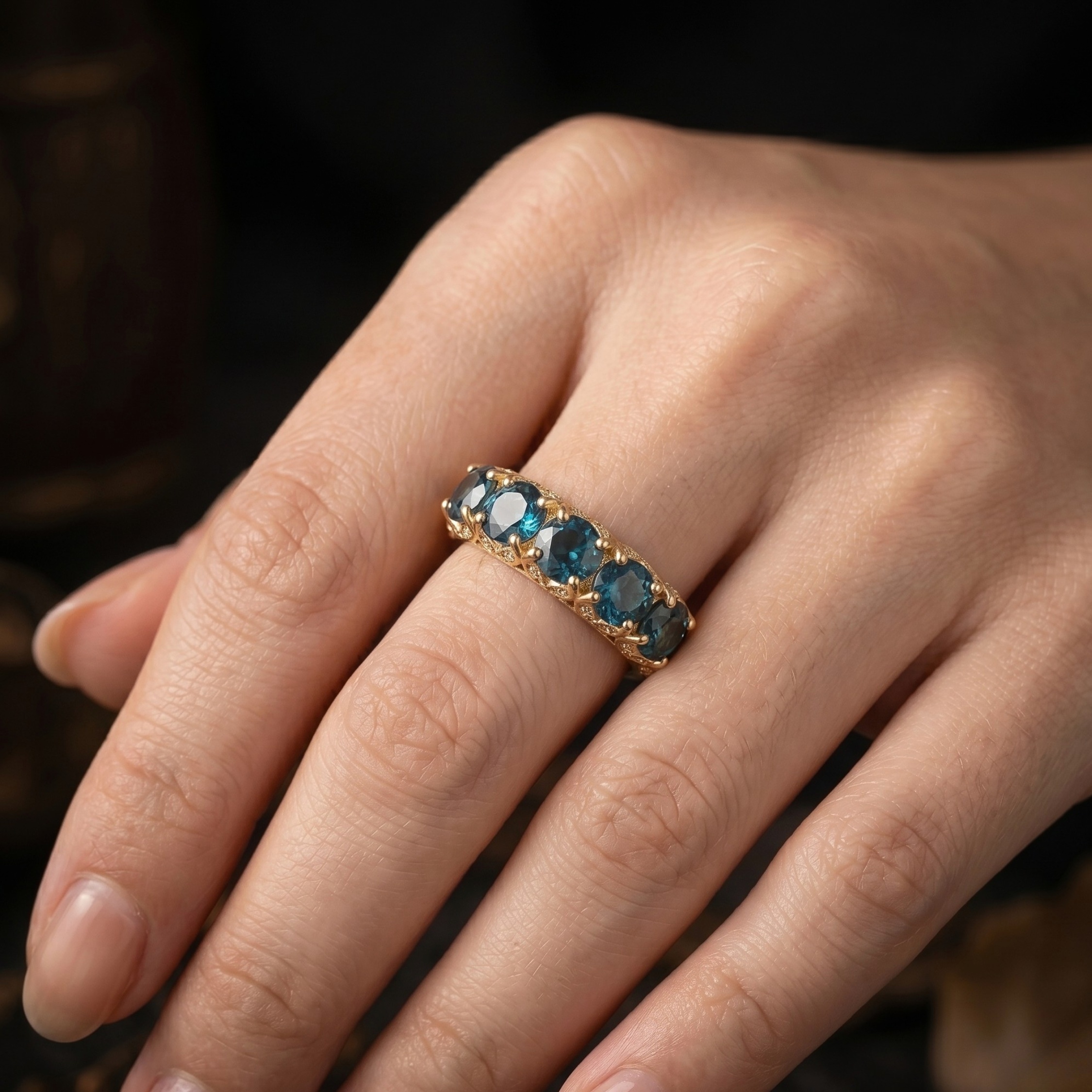 Unique Round Cut Teal Montana Sapphire Engagement Ring, Vintage Blue Green September Birthstone Jewelry, Anniversary Birthday Gift For Women