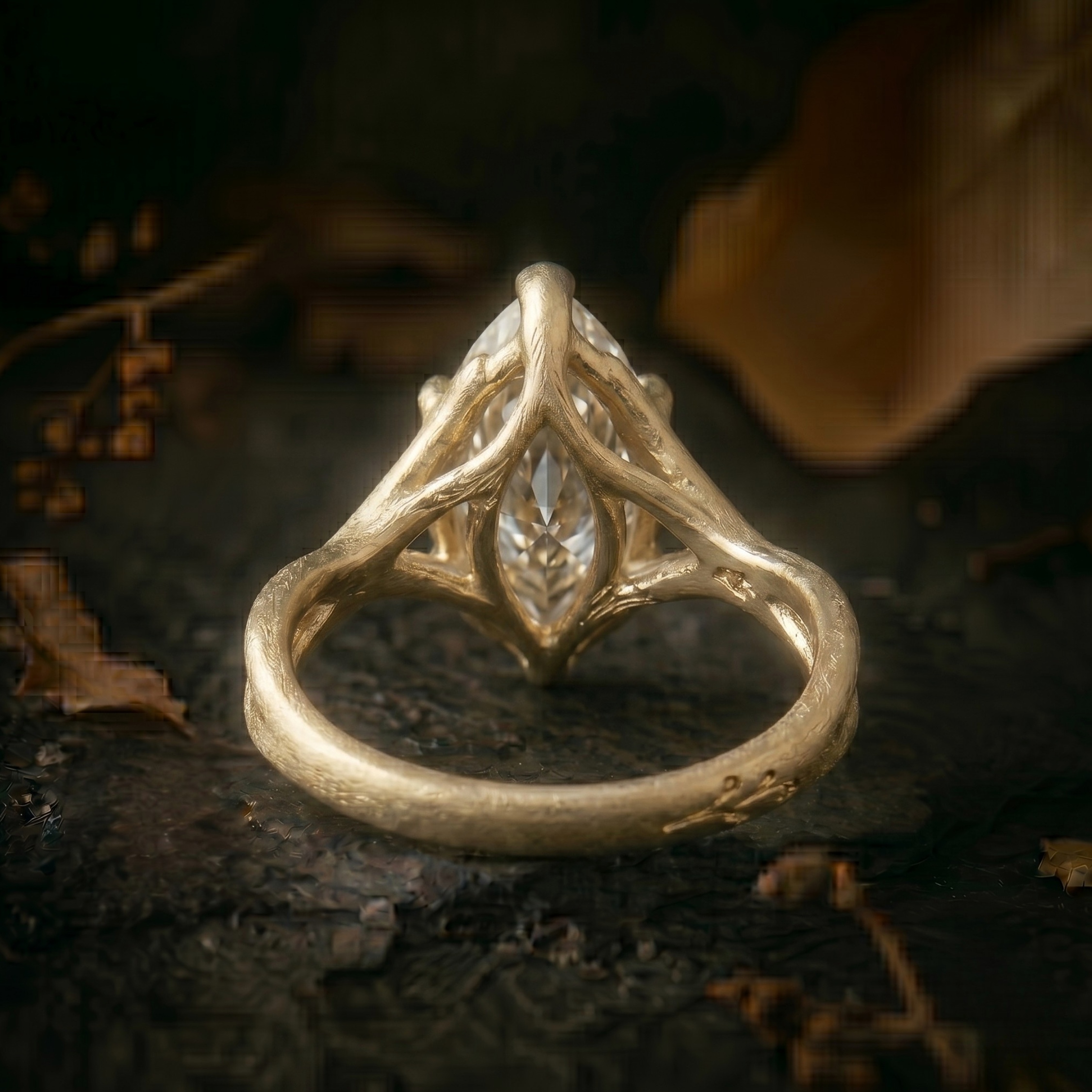 Vintage Pear Cut Moissanite Engagement Ring/14K Solid Gold Twisted Band Dainty Wedding Ring/Solitaire Hidden Halo Anniversary Birthday Gift