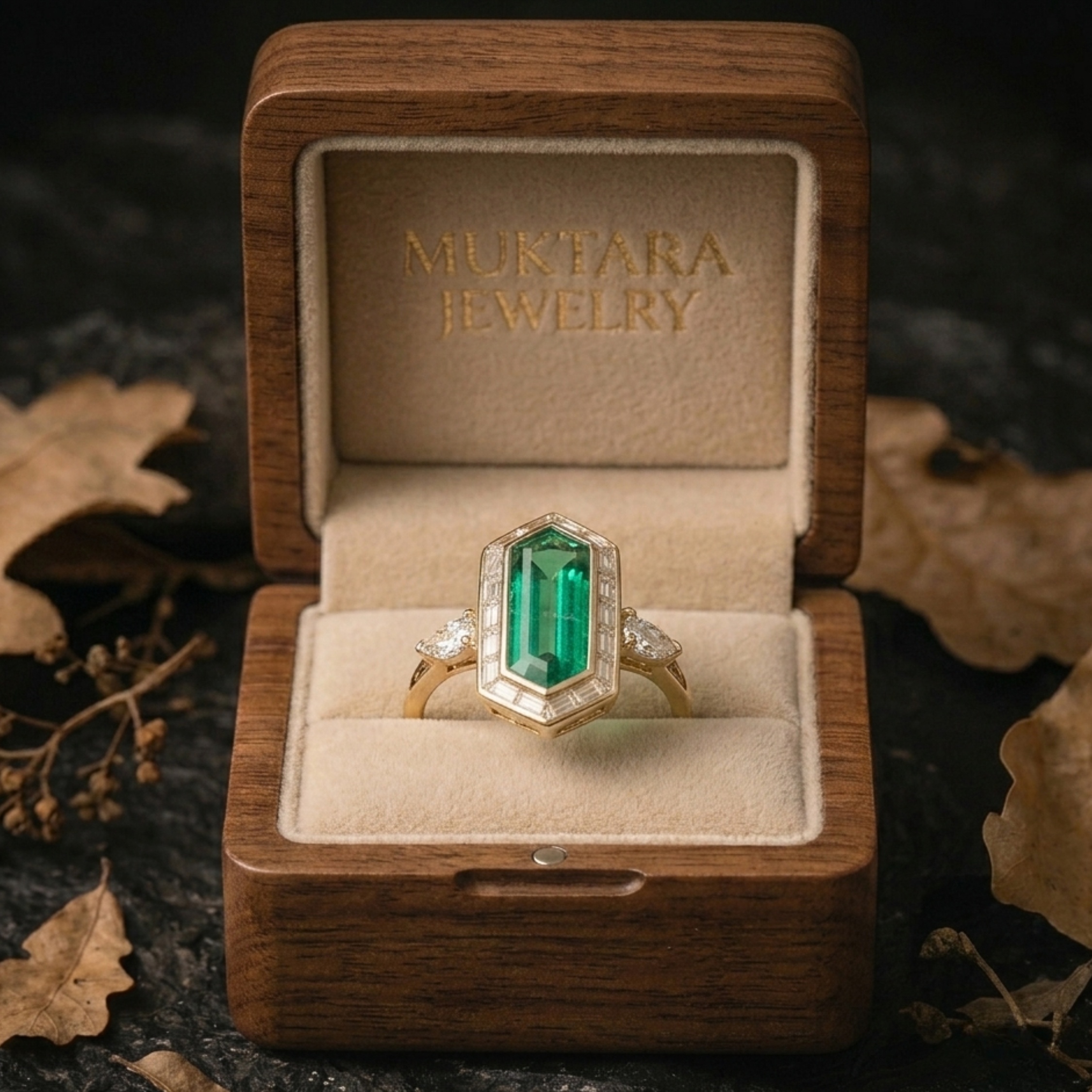 Elongated Emerald Cut Emerald Engagement Ring, May Birthstone Jewelry, Baguette Cut Moissanite Bridal Promise Ring, Anniversary Gift For Her