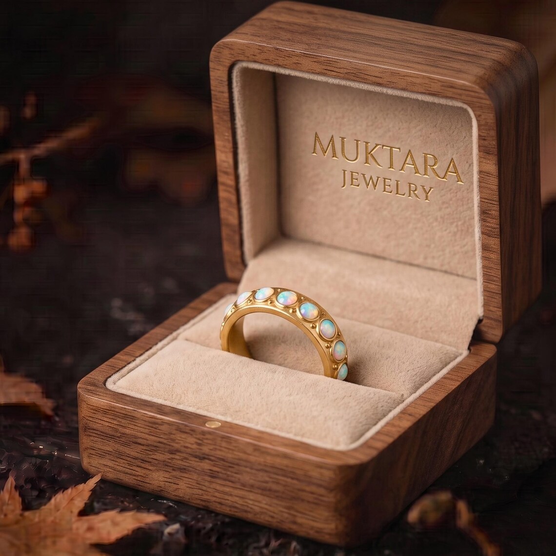 Vintage White Opal Band, Round Opal Wedding Band, 14k Gold Eternity Round Opal Ring, Dainty October Birthstone Ring, Matching Band Ring Gift