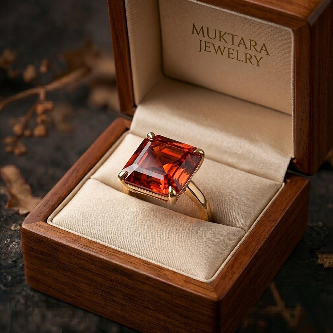 Vintage Square Cut Red Garnet Engagement Ring, January Birthstone Bridal Wedding Jewelry Red Stone Promise Anniversary Birthday gift for her
