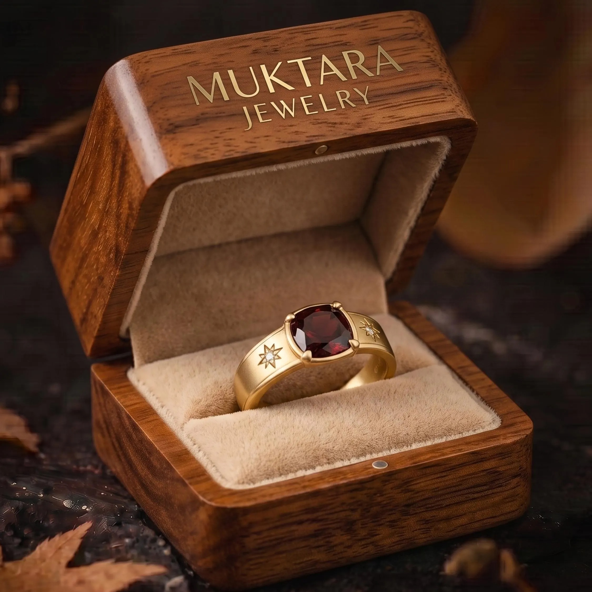 Red Garnet Solitaire Cushion Cut Wedding Ring, 18k Bold Gold Unisex Heirloom Ring, Men's Engagement Wide Band Ring, Moissanite Gift For Her
