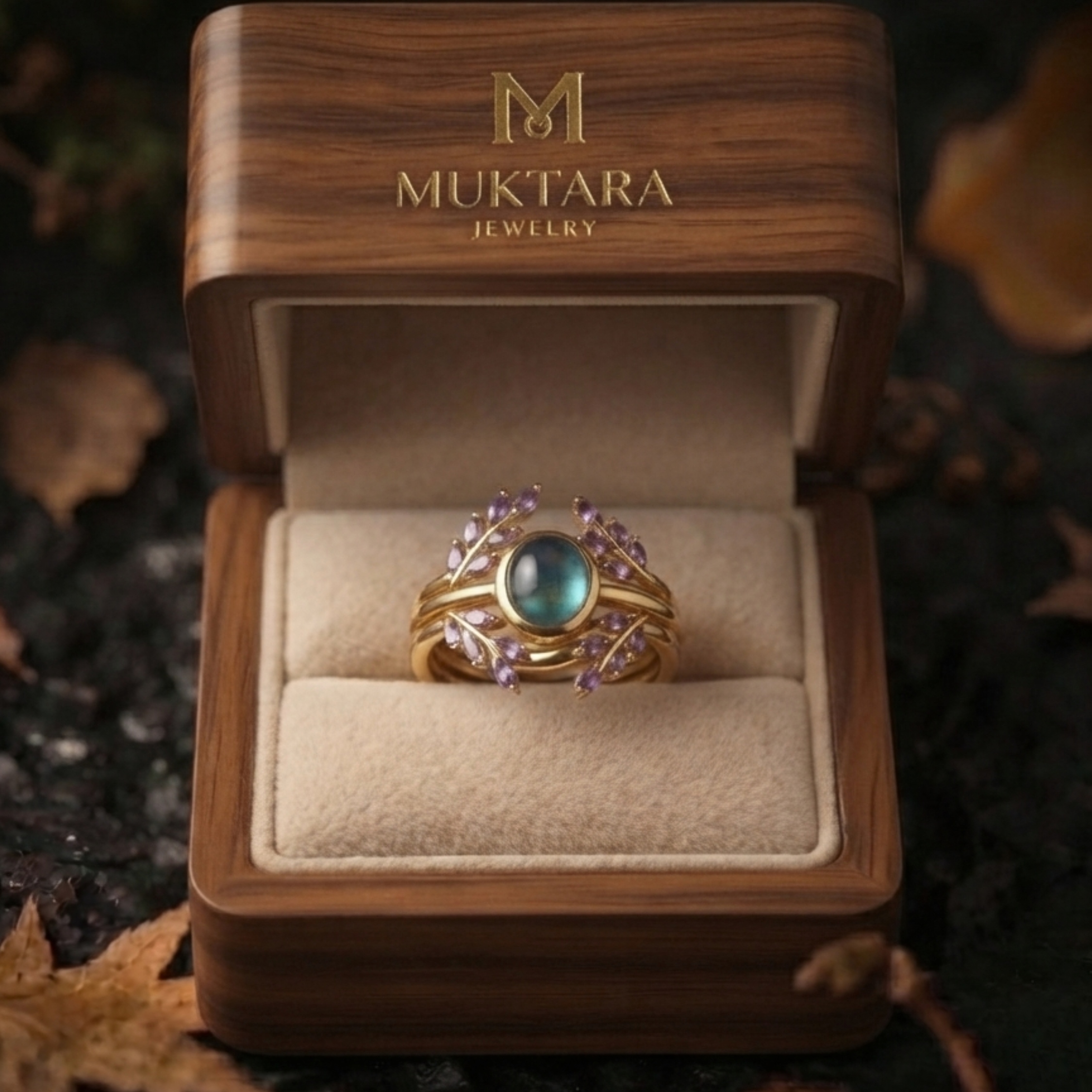Unique Alexandrite Amethyst Engagement Ring, Vintage Style Triple Band Wedding Ring, Two Stone Bridal Jewelry, June February Birthstone Gift