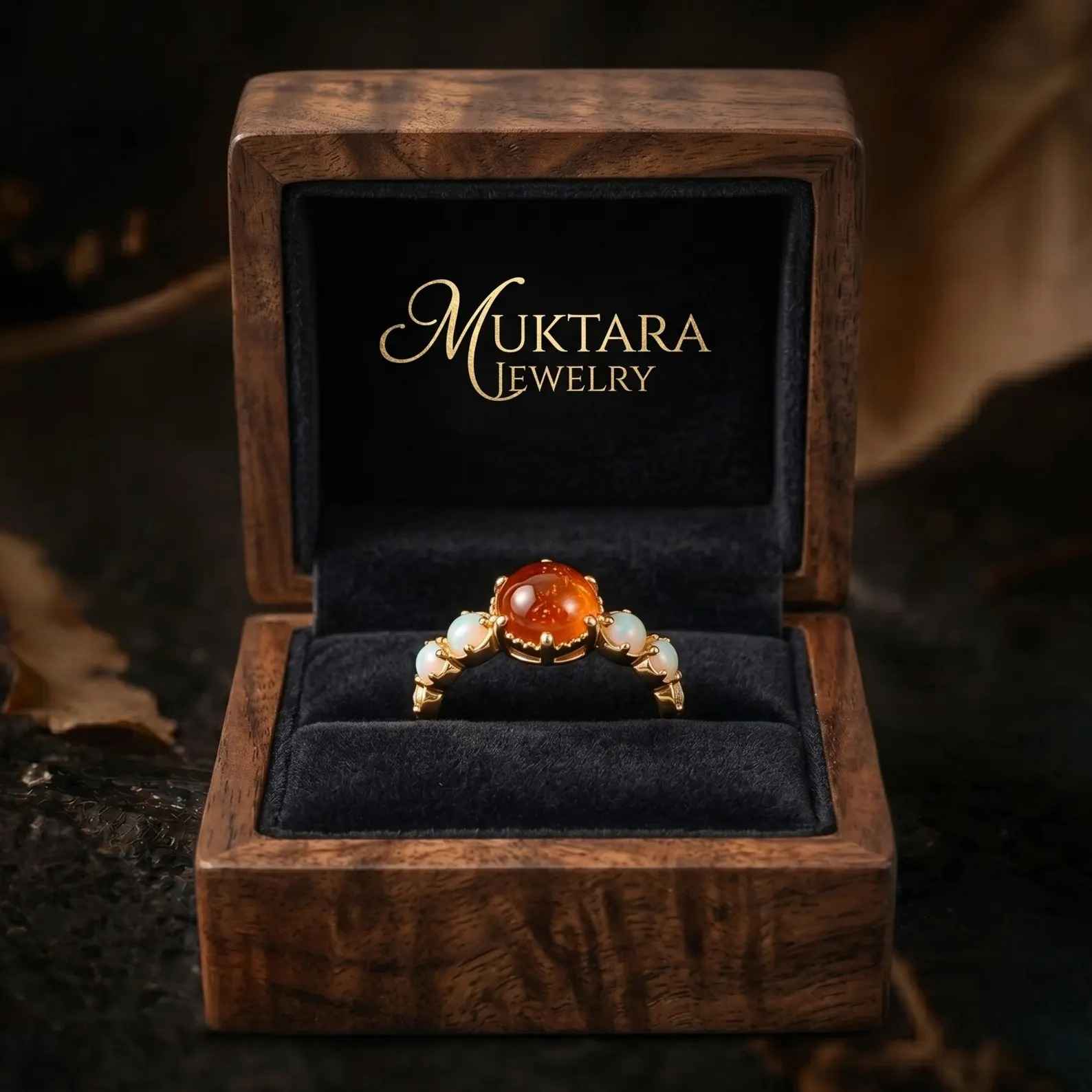 Vintage Sunstone Opal Engagement Gold Ring/Orange Gemstone Boho Statement Jewelry/June Birthstone Gift Spring Summer Trend Mother’s Day Sale