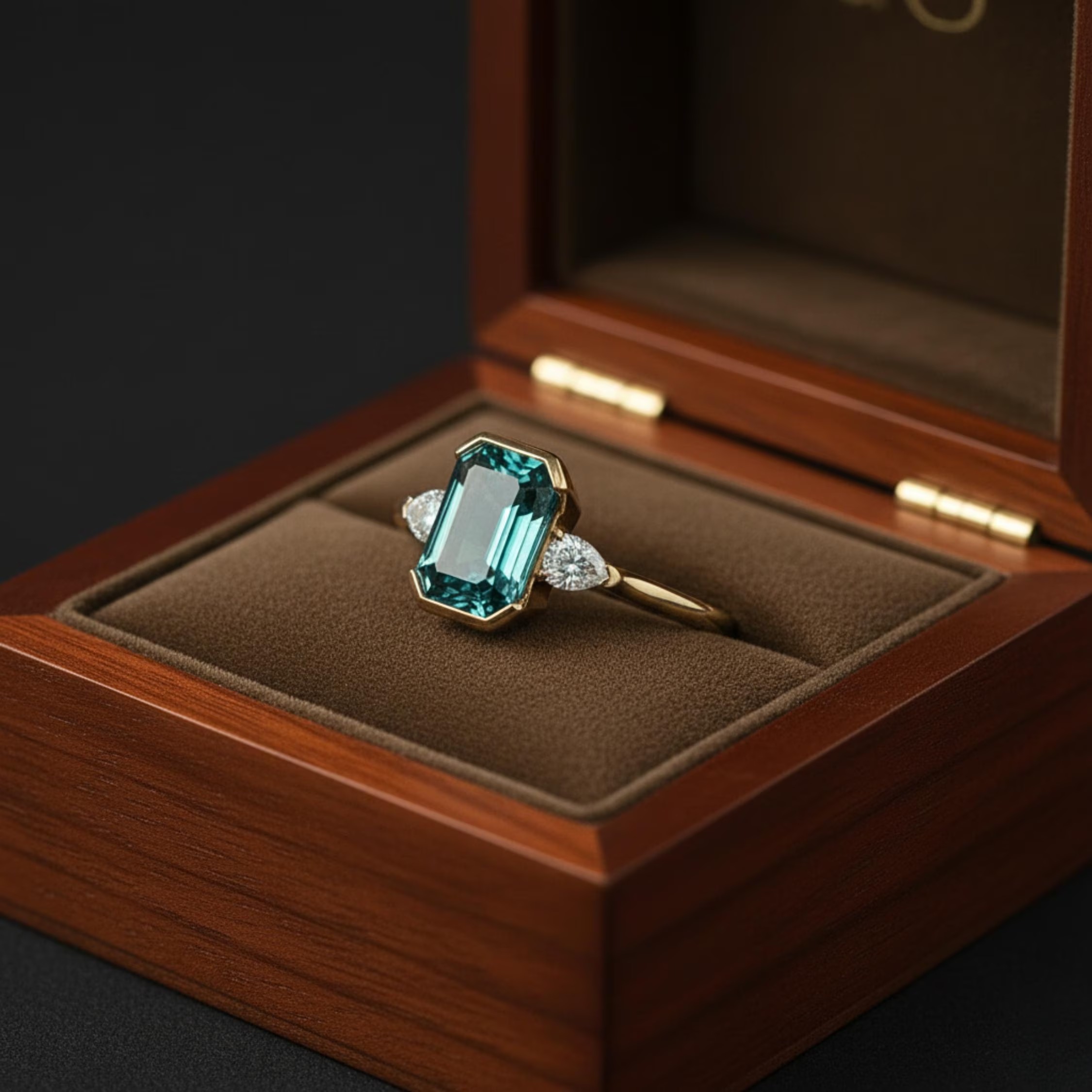 Emerald Cut Teal Montana Sapphire Ring, September Birthstone Jewelry, Engagement Ring, Promise Ring, Anniversary Birthday gift for her