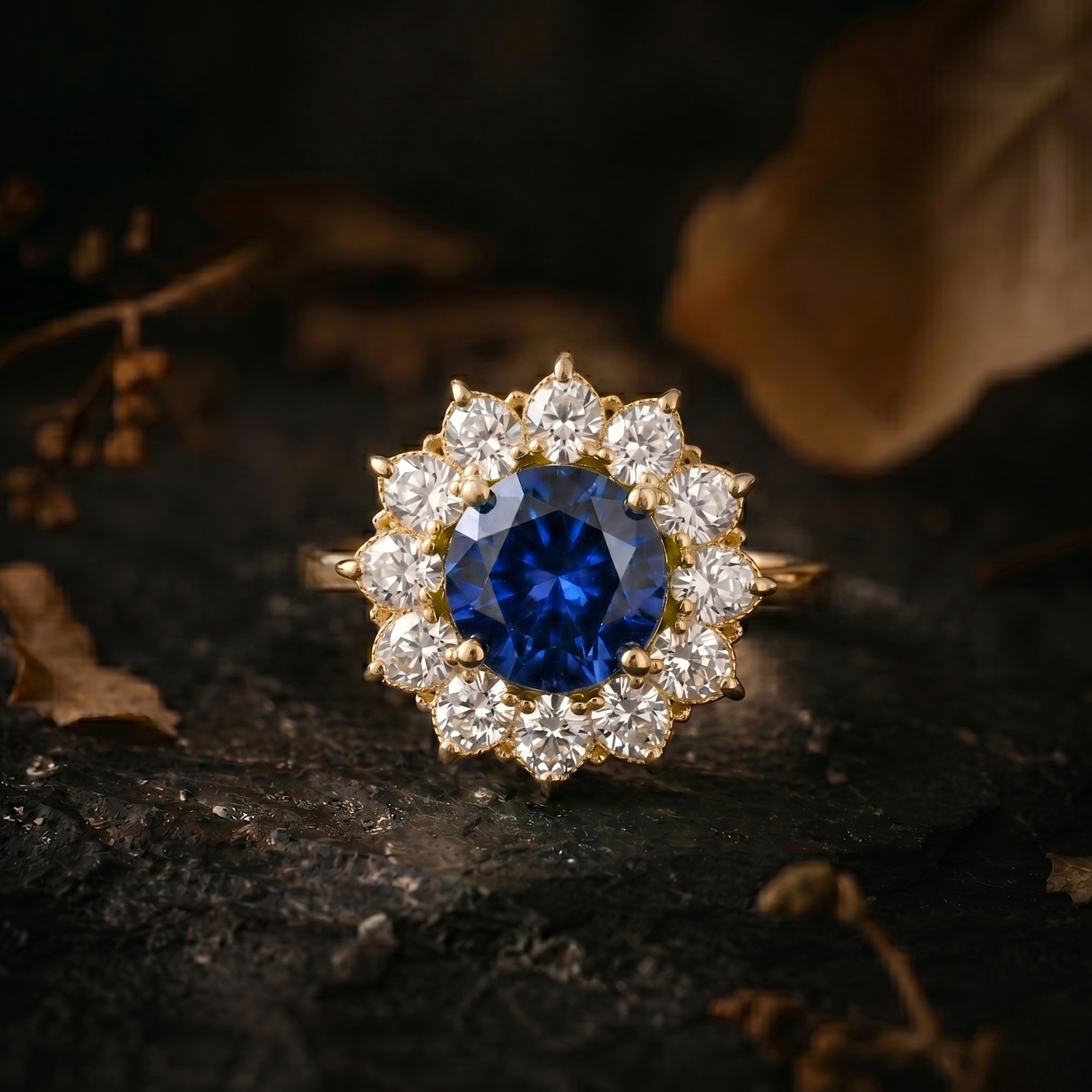 Round Cut Sapphire Moissanite Engagement Ring/September Birthstone Jewelry/Promise Wedding Blue Stone Ring/Anniversary Birthday gift for her