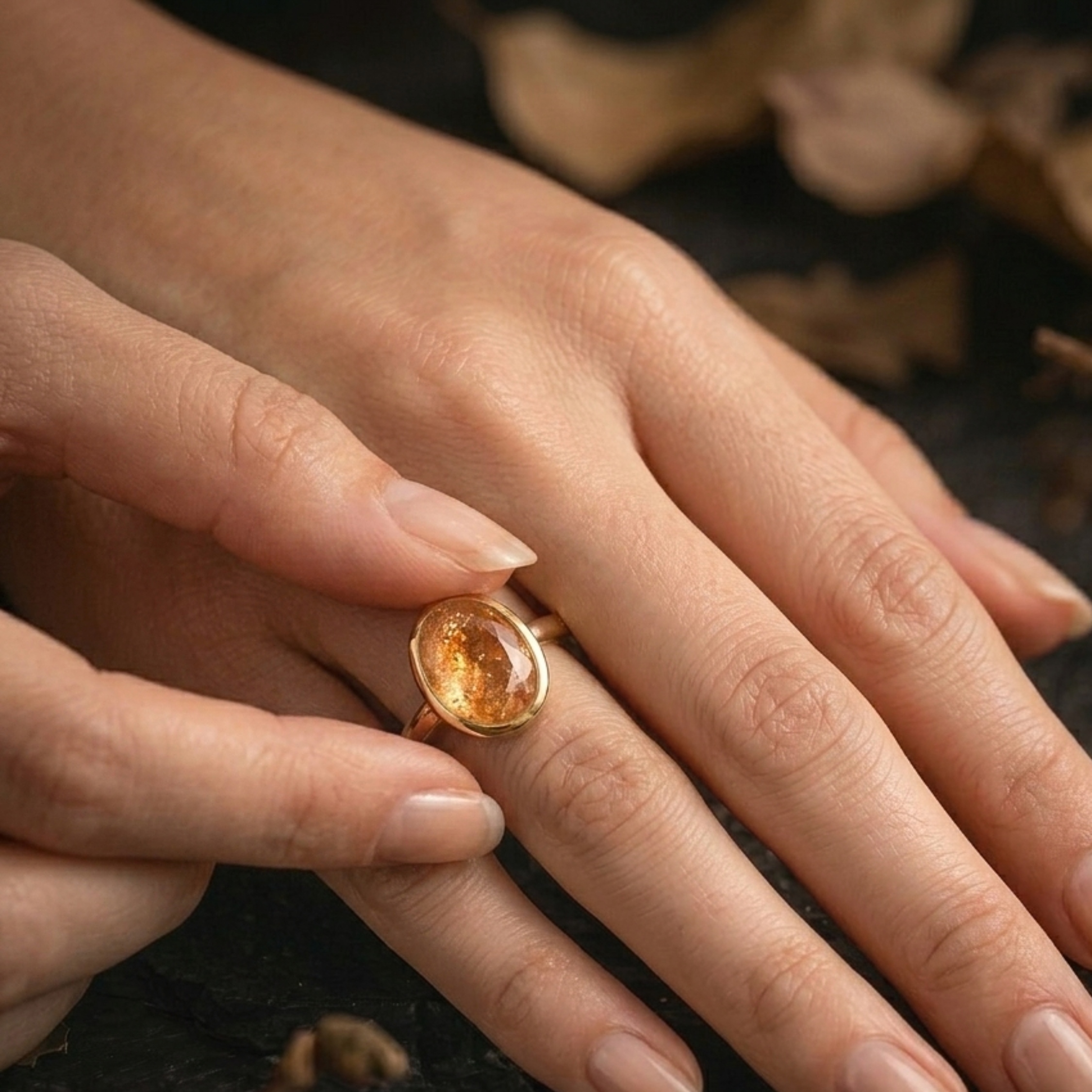 Vintage Art Deco Sunstone Single Stone Engagement Ring, Unique Oval Cut Promise Statement Jewelry, Orange Gemstone Ring, Anniversary Gift