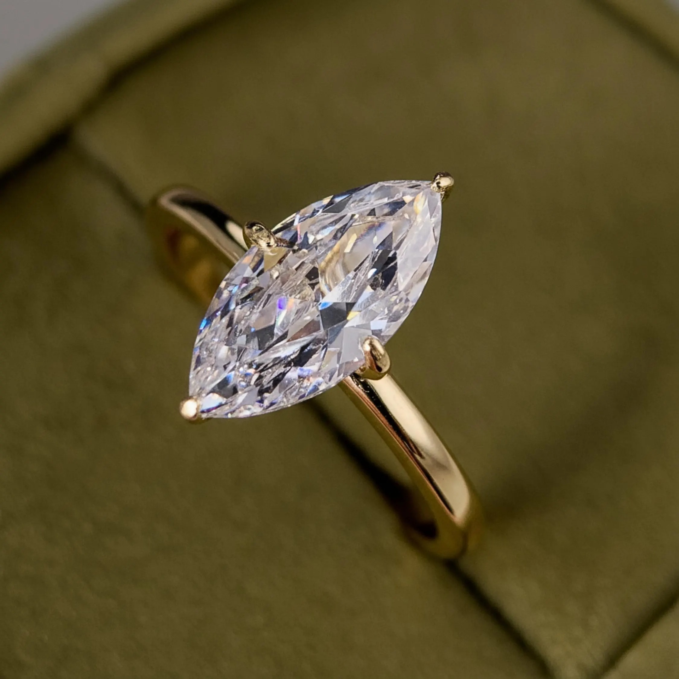 Marquise Moissanite Engagement ring 14K and 18k Solid Gold Unique Promise Wedding ring Simulated Diamond Solitaire Silver Ring, Gift For Her