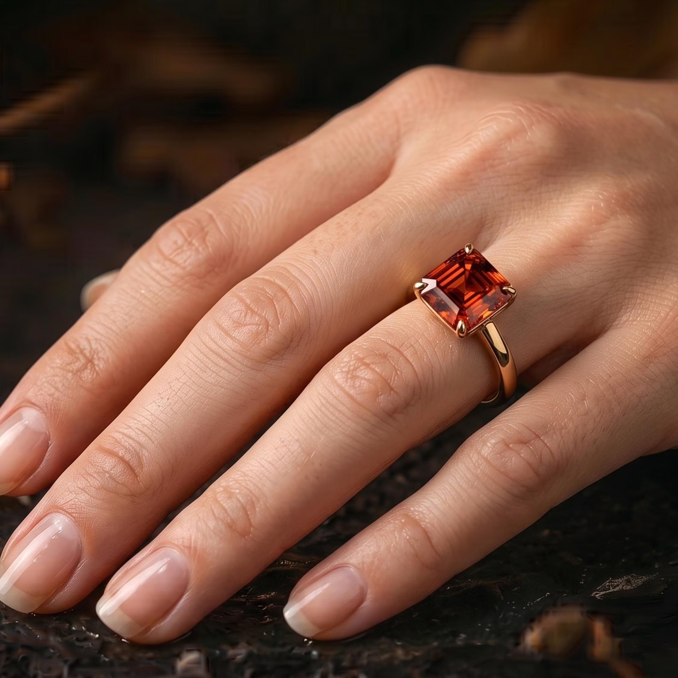Vintage Square Cut Red Garnet Engagement Ring, January Birthstone Bridal Wedding Jewelry Red Stone Promise Anniversary Birthday gift for her