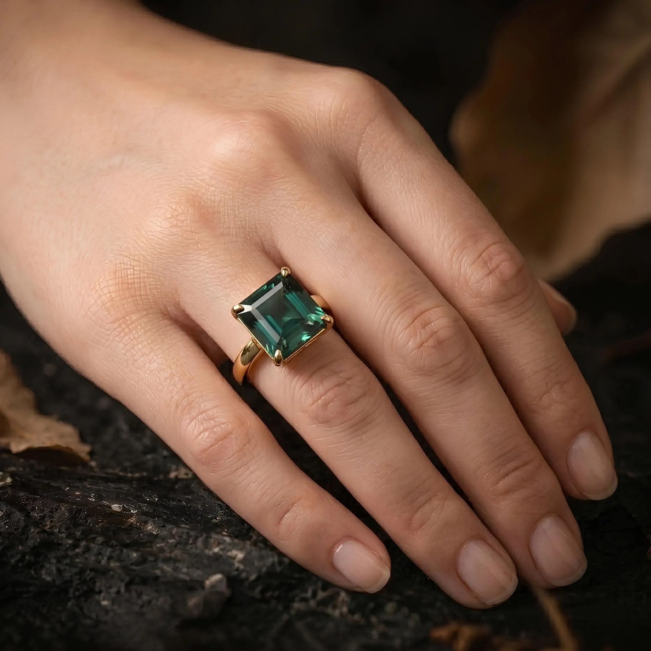 Vintage Square Cut Teal Montana Sapphire Engagement Ring, September Birthstone Bridal Jewelry Promise Ring Anniversary Birthday gift for her