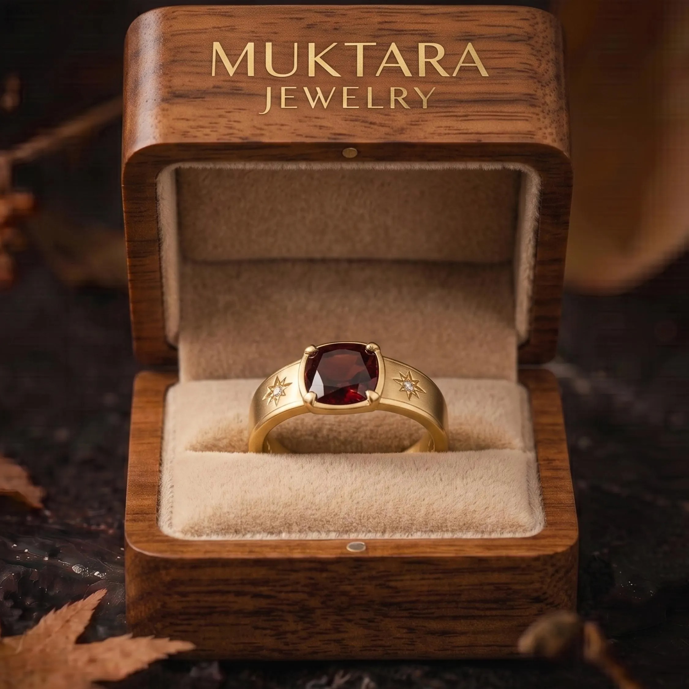 Red Garnet Solitaire Cushion Cut Wedding Ring, 18k Bold Gold Unisex Heirloom Ring, Men's Engagement Wide Band Ring, Moissanite Gift For Her