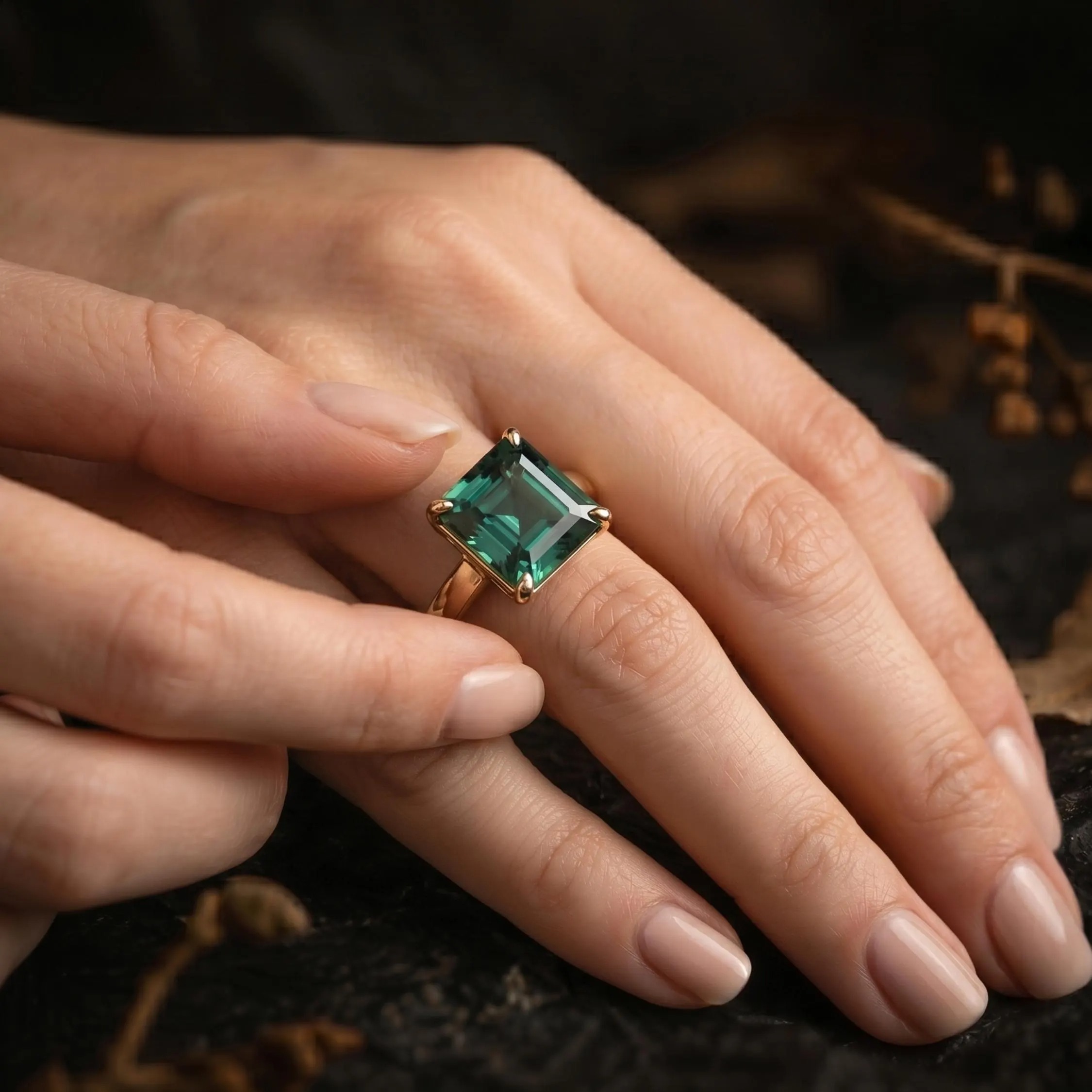 Vintage Square Cut Teal Montana Sapphire Engagement Ring, September Birthstone Bridal Jewelry Promise Ring Anniversary Birthday gift for her