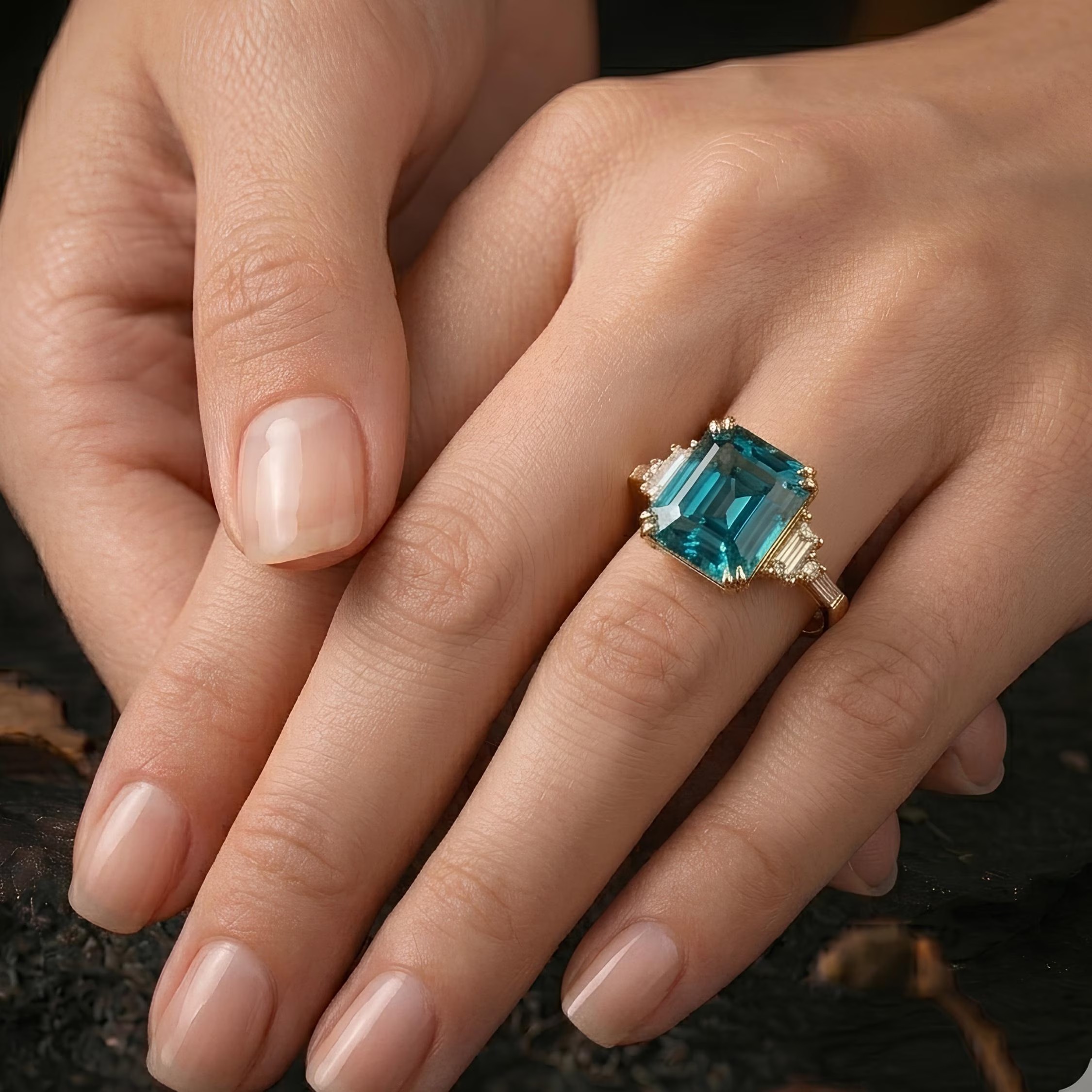 Vintage London Blue Topaz Wedding Ring, Asscher Cut Gold Bezel Ring, December Birthstone Engagement Ring Minimalist Anniversary Jewelry Gift