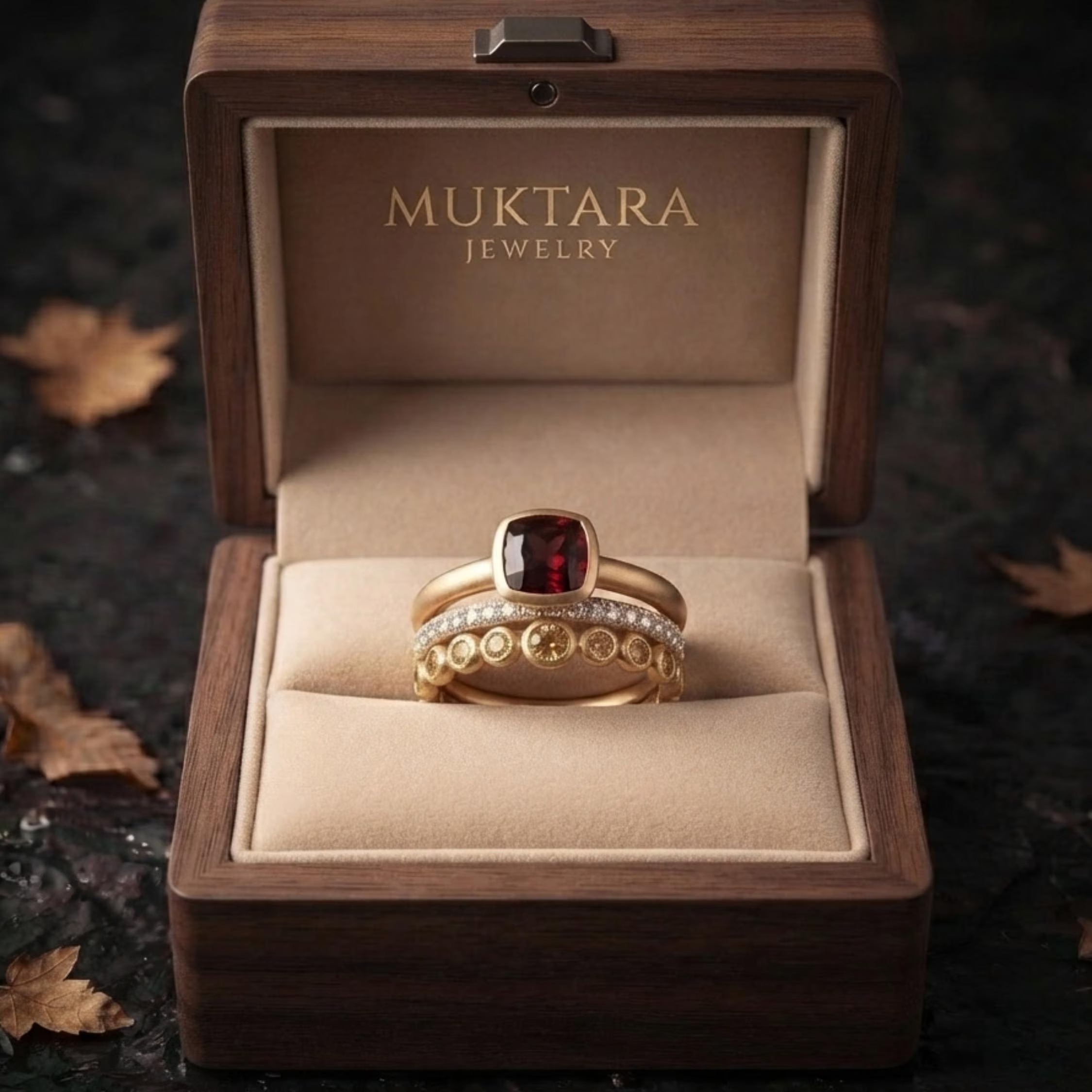 Vintage Cushion Cut Garnet Moissanite Engagement Ring Set, Red Garnet Citrine Wedding Bridal Ring Set, 3 Set Promise Ring Set Gift For Women