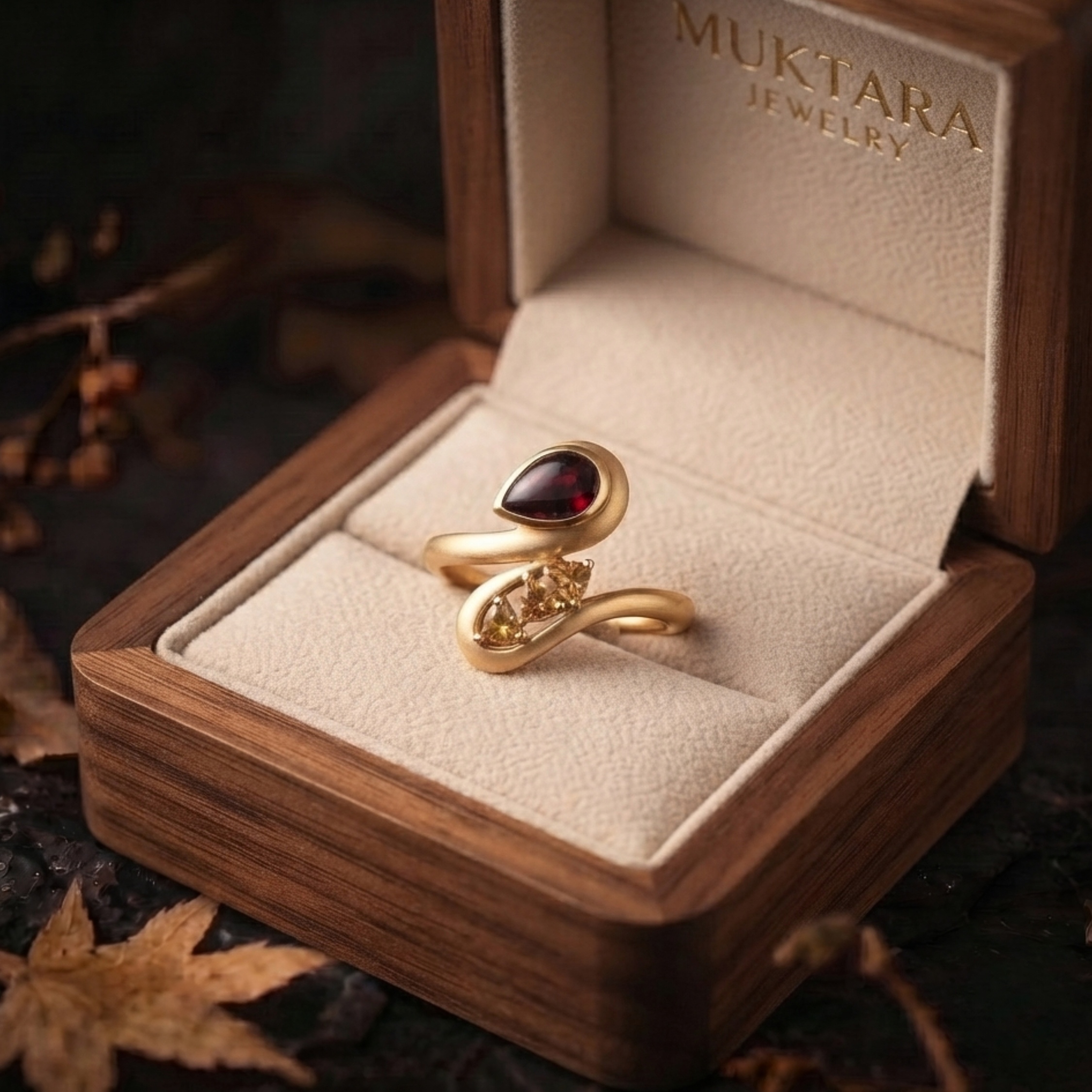 Unique Swan Inspired Statement Garnet Citrine Engagement Ring, Elegant Nature Inspired Wedding Ring, Garnet Citrine Birthday Gift For Women