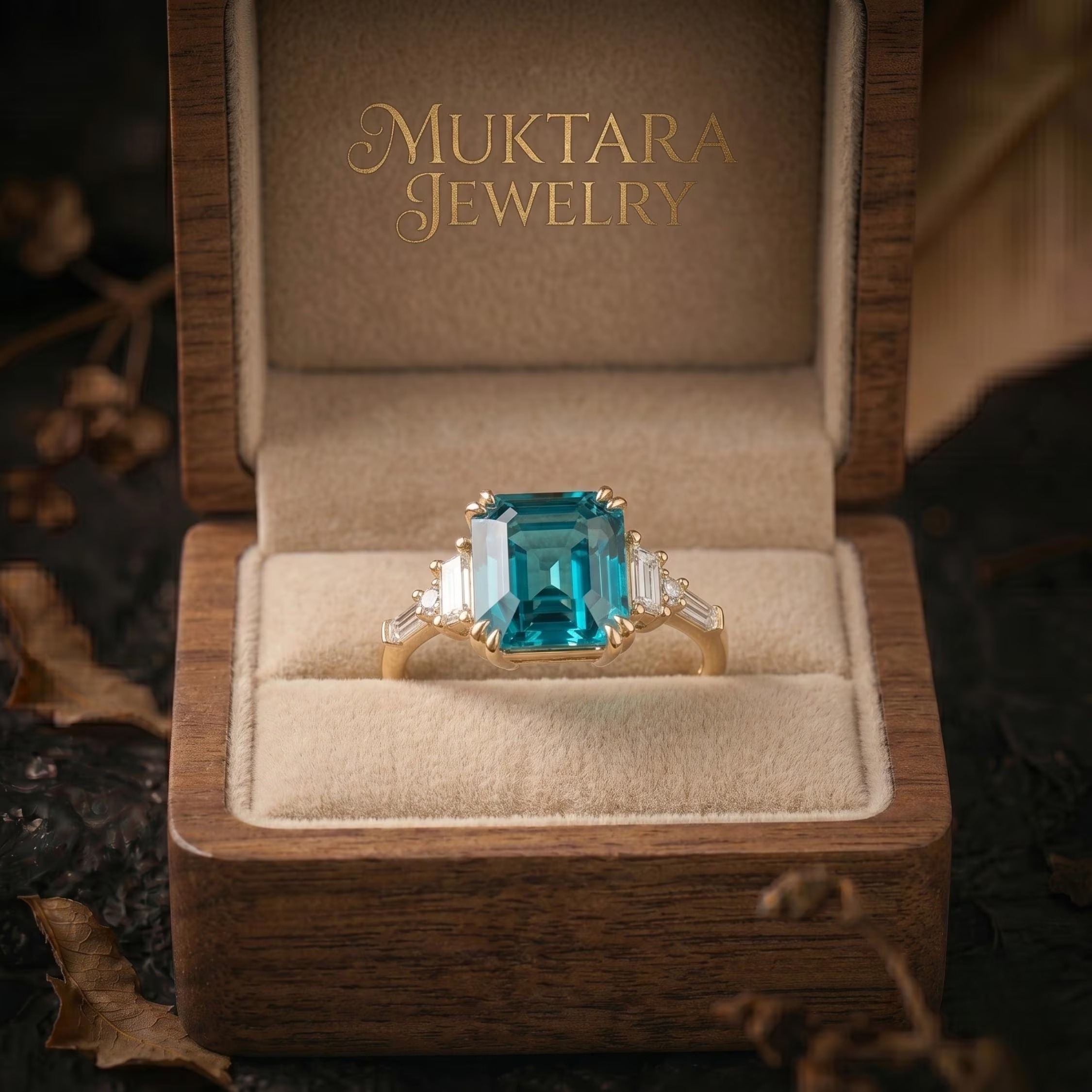 Vintage London Blue Topaz Wedding Ring, Asscher Cut Gold Bezel Ring, December Birthstone Engagement Ring Minimalist Anniversary Jewelry Gift