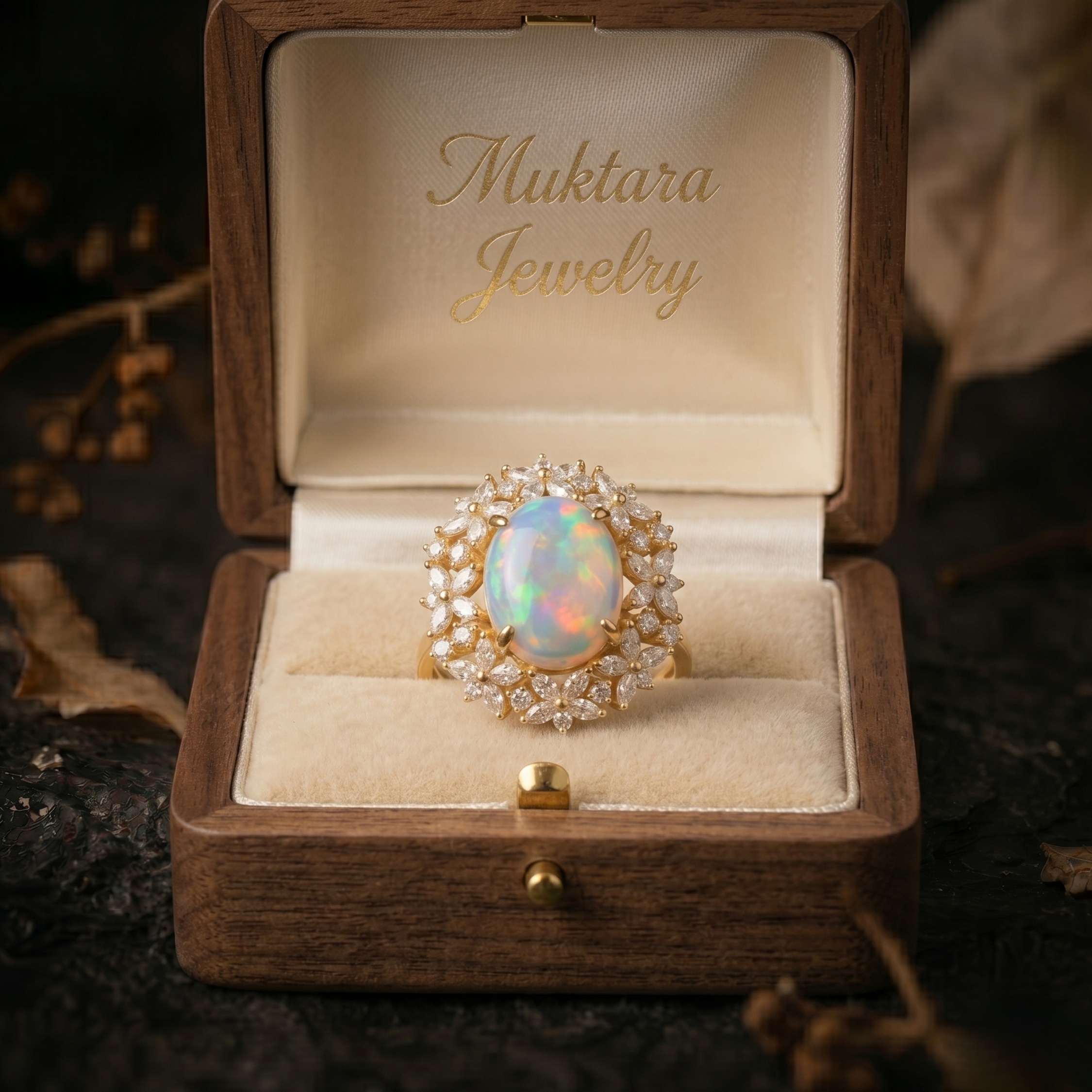 Unique Marquise Cut Flower Moissanite Engagement Ring, 14k Gold Blue Moonstone Floral Twist Promise Ring for Women Oval Nature Inspired Ring