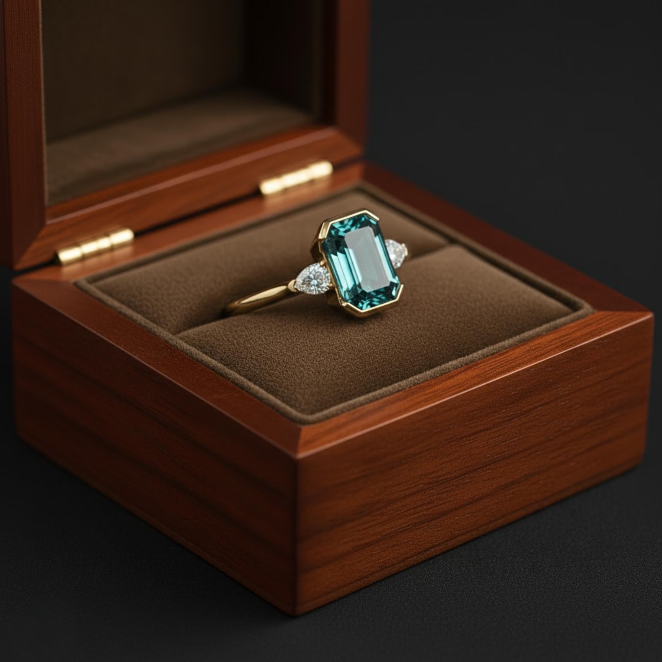 Emerald Cut Teal Montana Sapphire Ring, September Birthstone Jewelry, Engagement Ring, Promise Ring, Anniversary Birthday gift for her