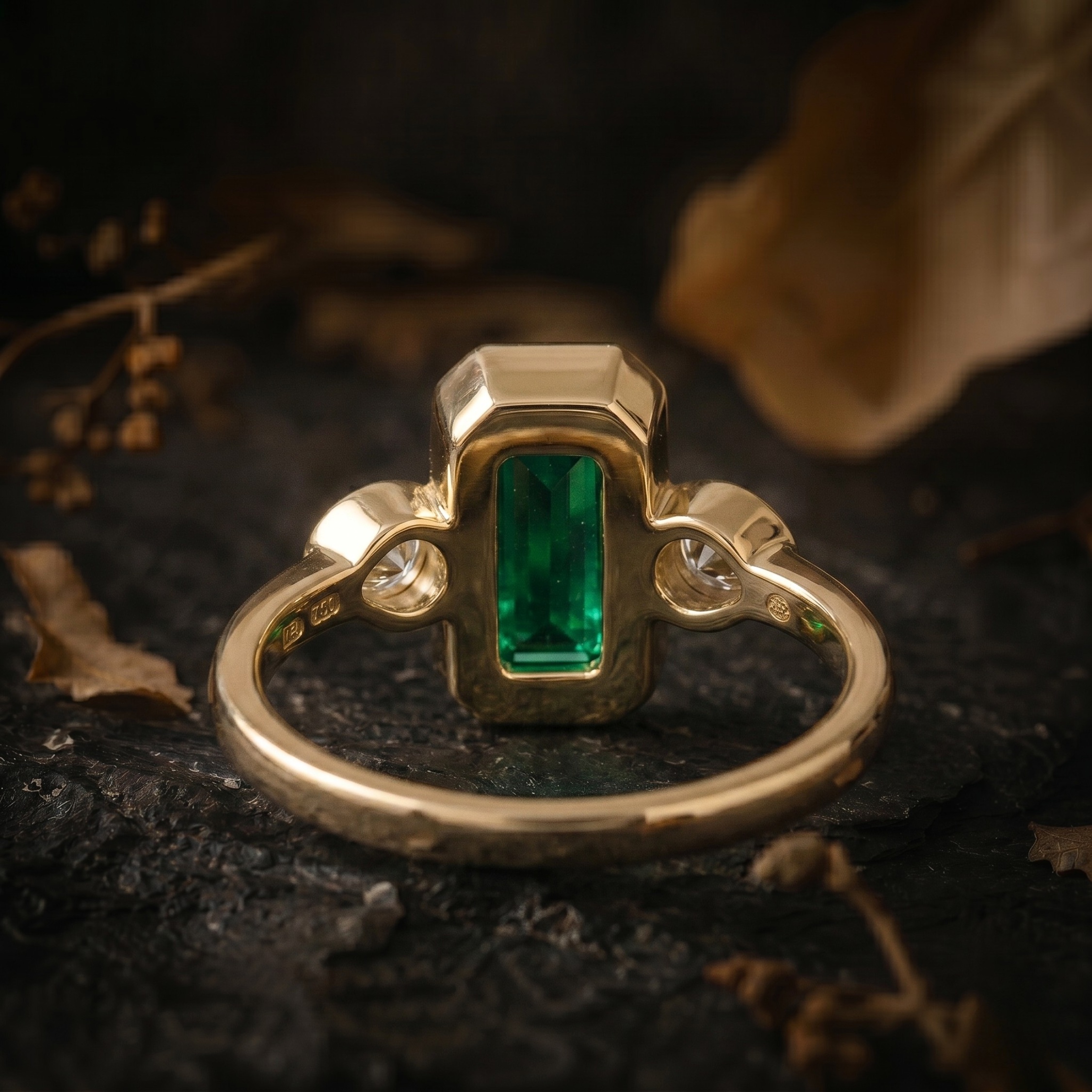 Genuine Emerald Cut Emerald Engagement Ring, 3 Stone Promise Bridal Moissanite Emerald Statement Jewelry, Anniversary Birthday gift for her