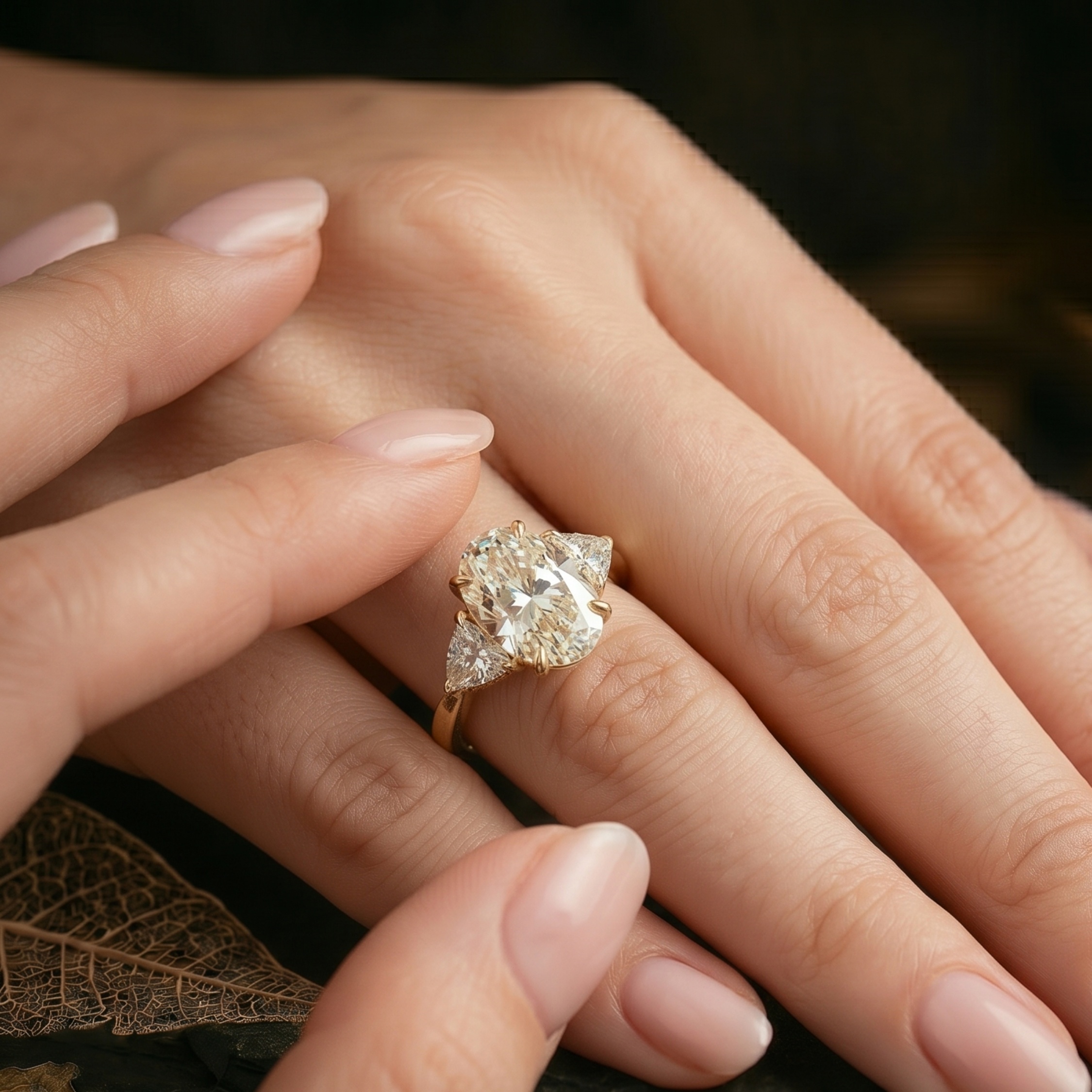 Unique Oval And Pear Cut Moissanite Ring, Petite Three Stone Engagement Ring, 14K Solid Gold Dainty Minimalist Jewelry, Bridal Promise Ring