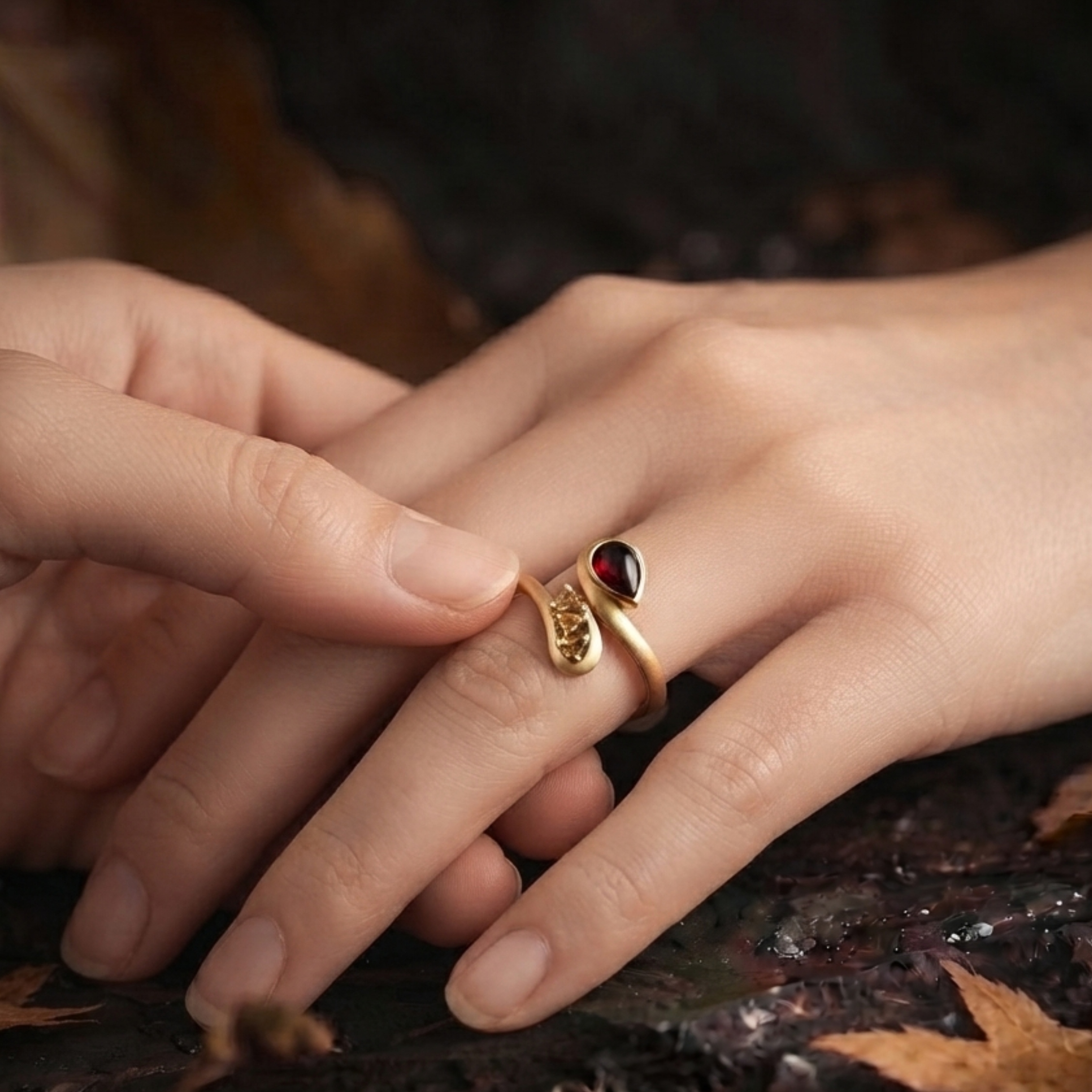 Unique Swan Inspired Statement Garnet Citrine Engagement Ring, Elegant Nature Inspired Wedding Ring, Garnet Citrine Birthday Gift For Women