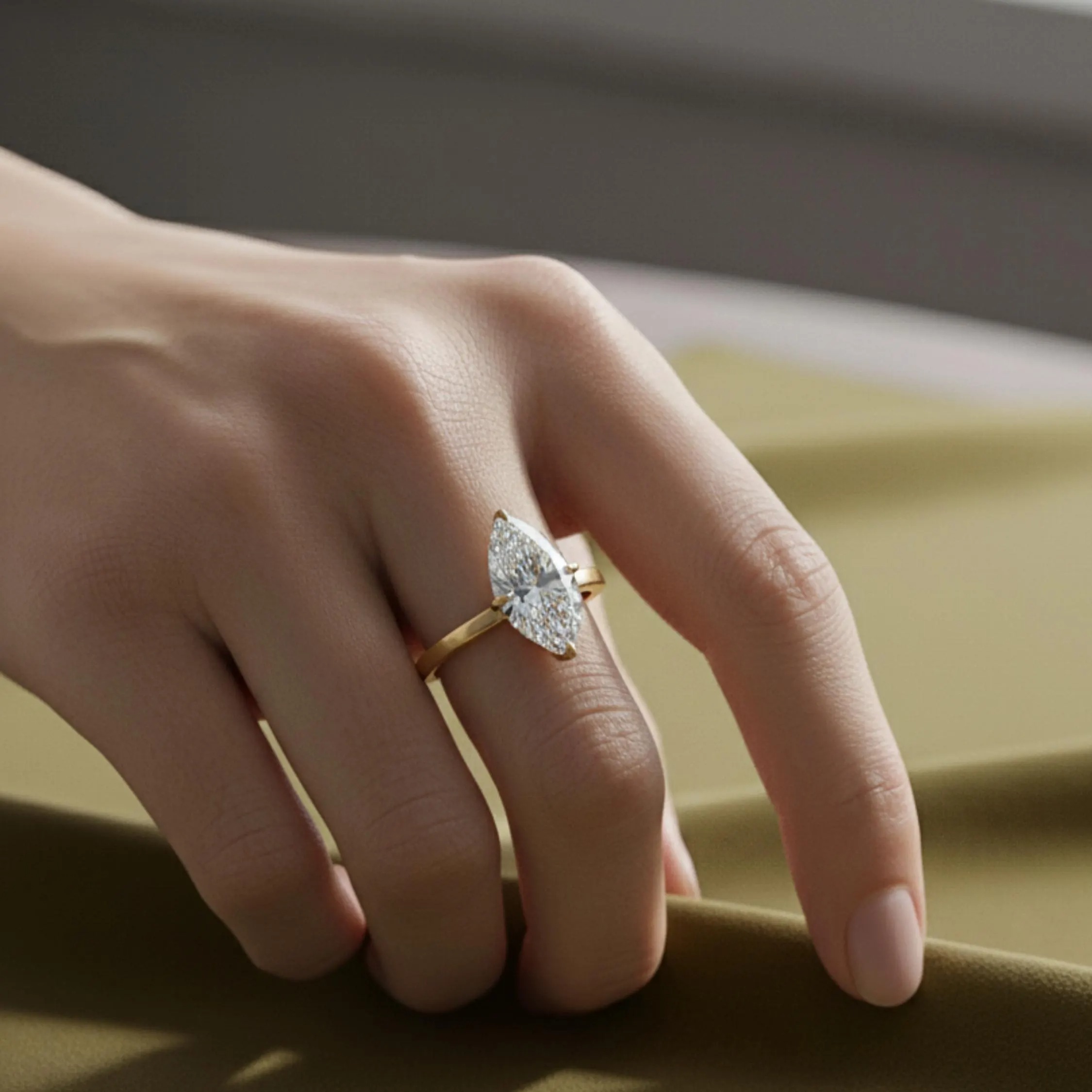 Marquise Moissanite Engagement ring 14K and 18k Solid Gold Unique Promise Wedding ring Simulated Diamond Solitaire Silver Ring, Gift For Her