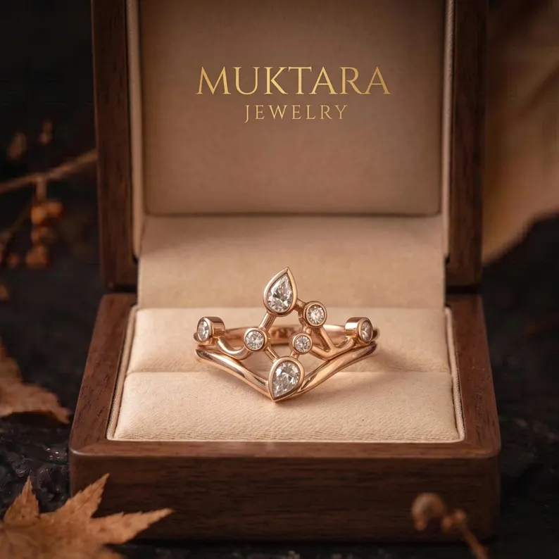 Unique Pear Cut Moissanite Engagement Ring, Modern Split April Birthstone Nature Inspired Twisted Band, Anniversary Birthday Gift For Women