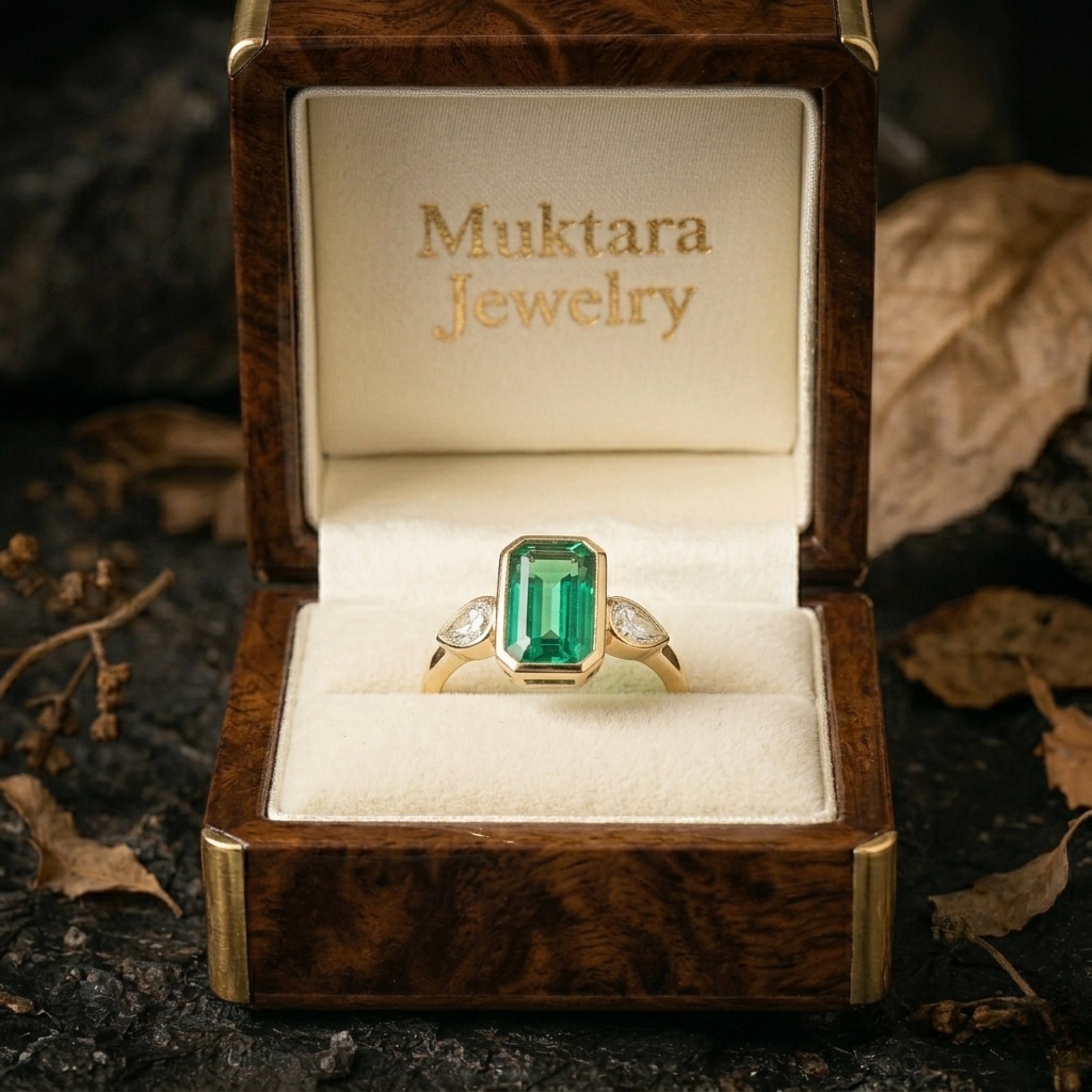 Genuine Emerald Cut Emerald Engagement Ring, 3 Stone Promise Bridal Moissanite Emerald Statement Jewelry, Anniversary Birthday gift for her