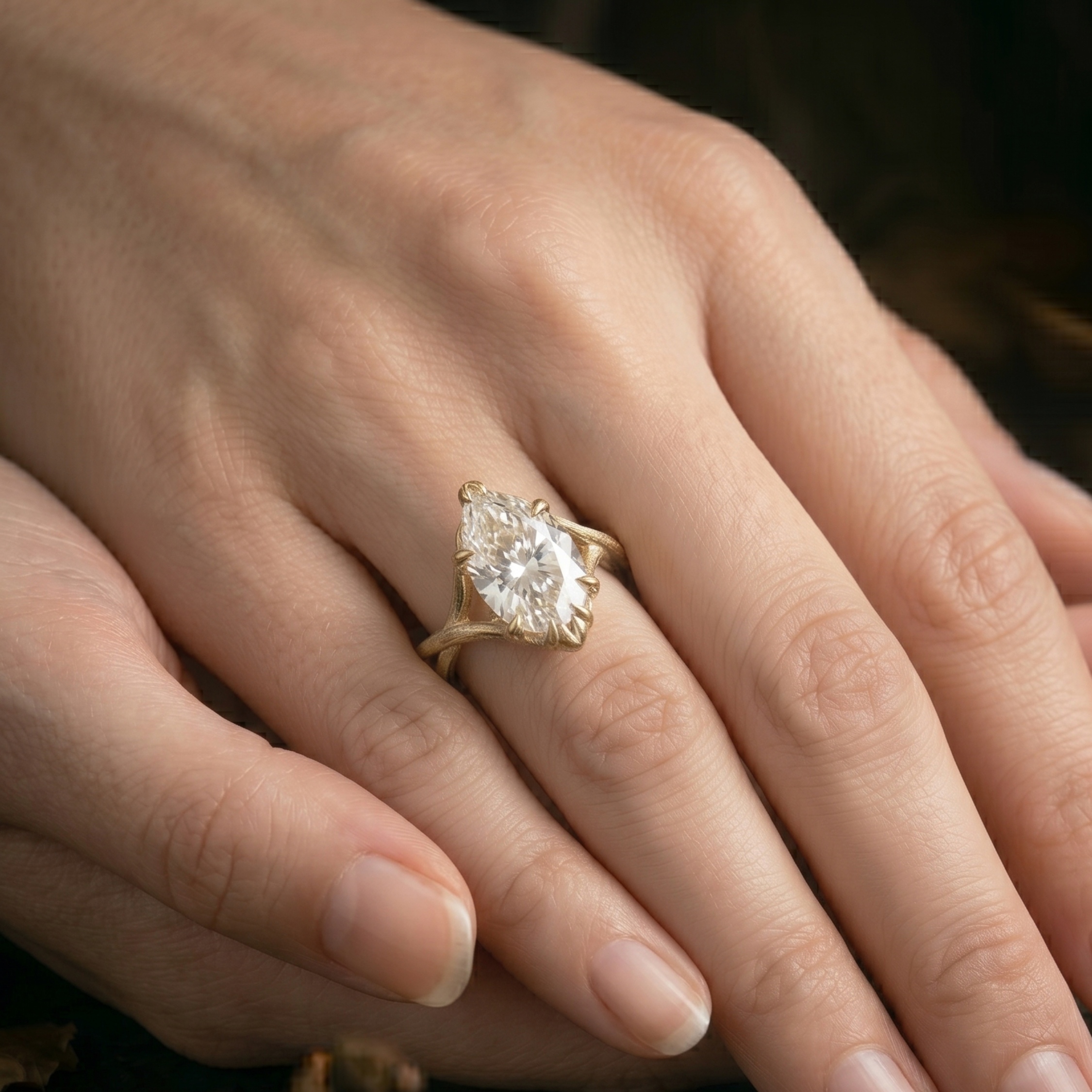 Vintage Pear Cut Moissanite Engagement Ring/14K Solid Gold Twisted Band Dainty Wedding Ring/Solitaire Hidden Halo Anniversary Birthday Gift
