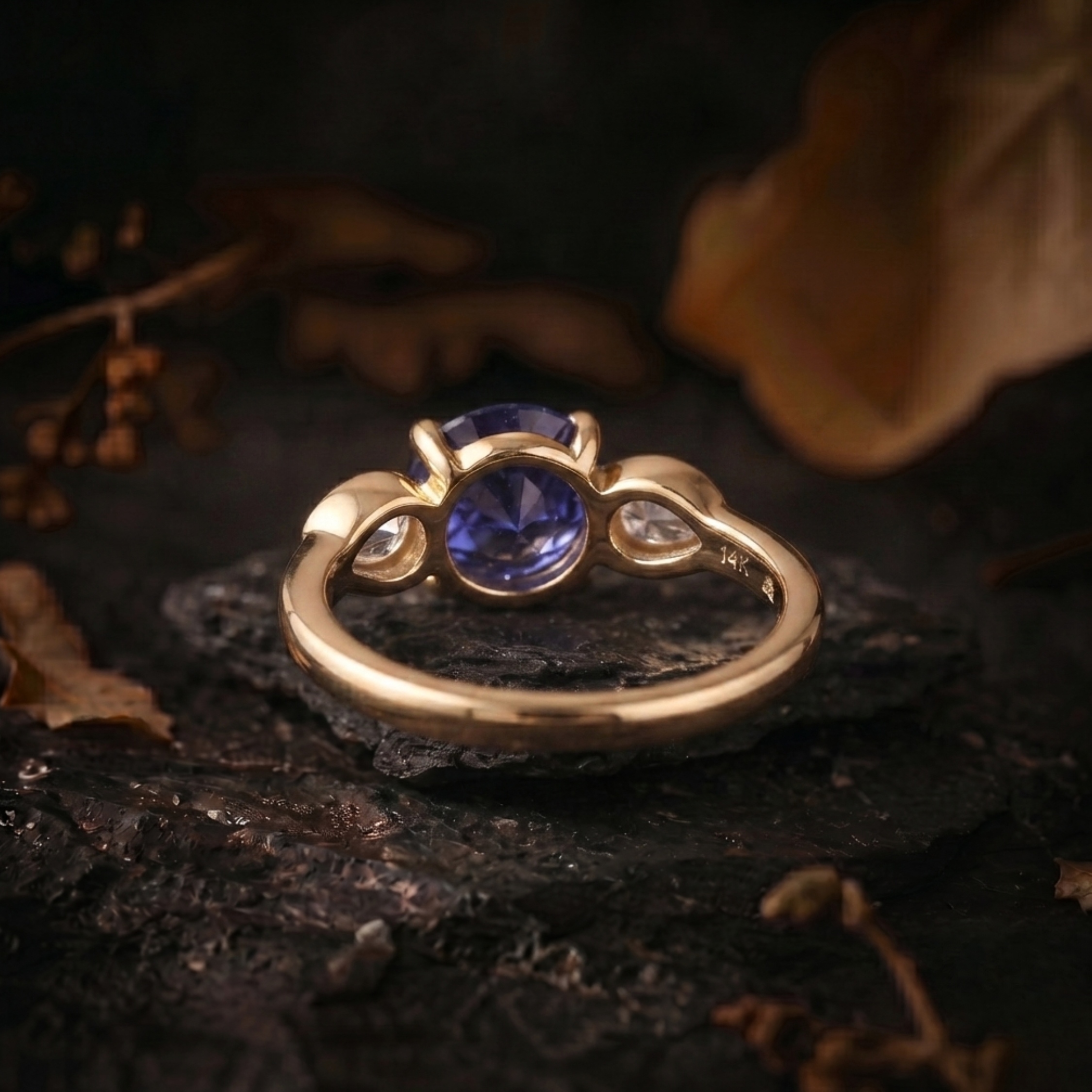 Unique Round Cut Tanzanite Engagement Ring, Pear Cut Tanzanite Moissanite Solitaire Wedding Ring, Vintage Inspired Birthstone Ring December