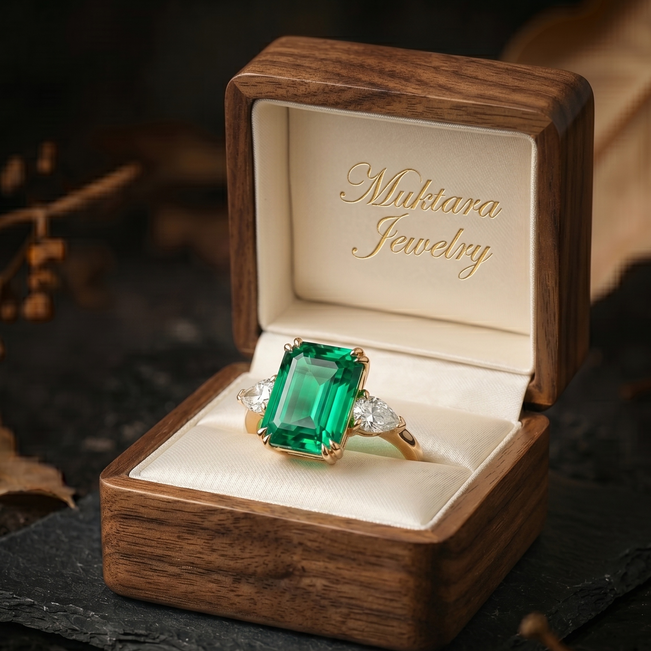 Emerald Cut Emerald Engagement Ring, May Birthstone Jewelry, 14k Gold Moissanite 3 Stone Promise Wedding Jewelry, Anniversary Birthday Gift