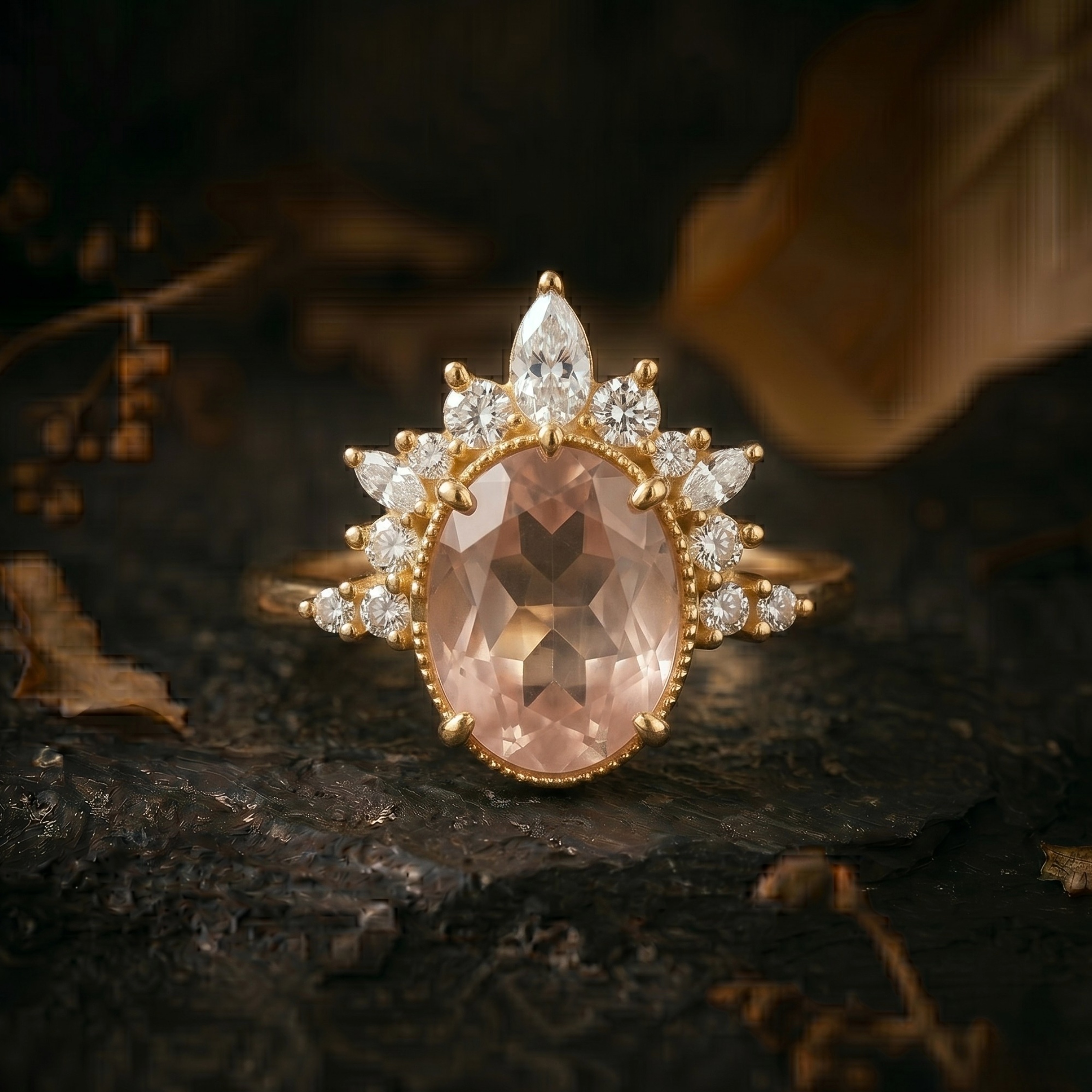 Oval Cut Rose Quartz Engagement Ring, 14K Gold Bezel Set Rose Quartz Moissanite Solitaire Ring, Bridal Minimalist Statement Jewelry Gift