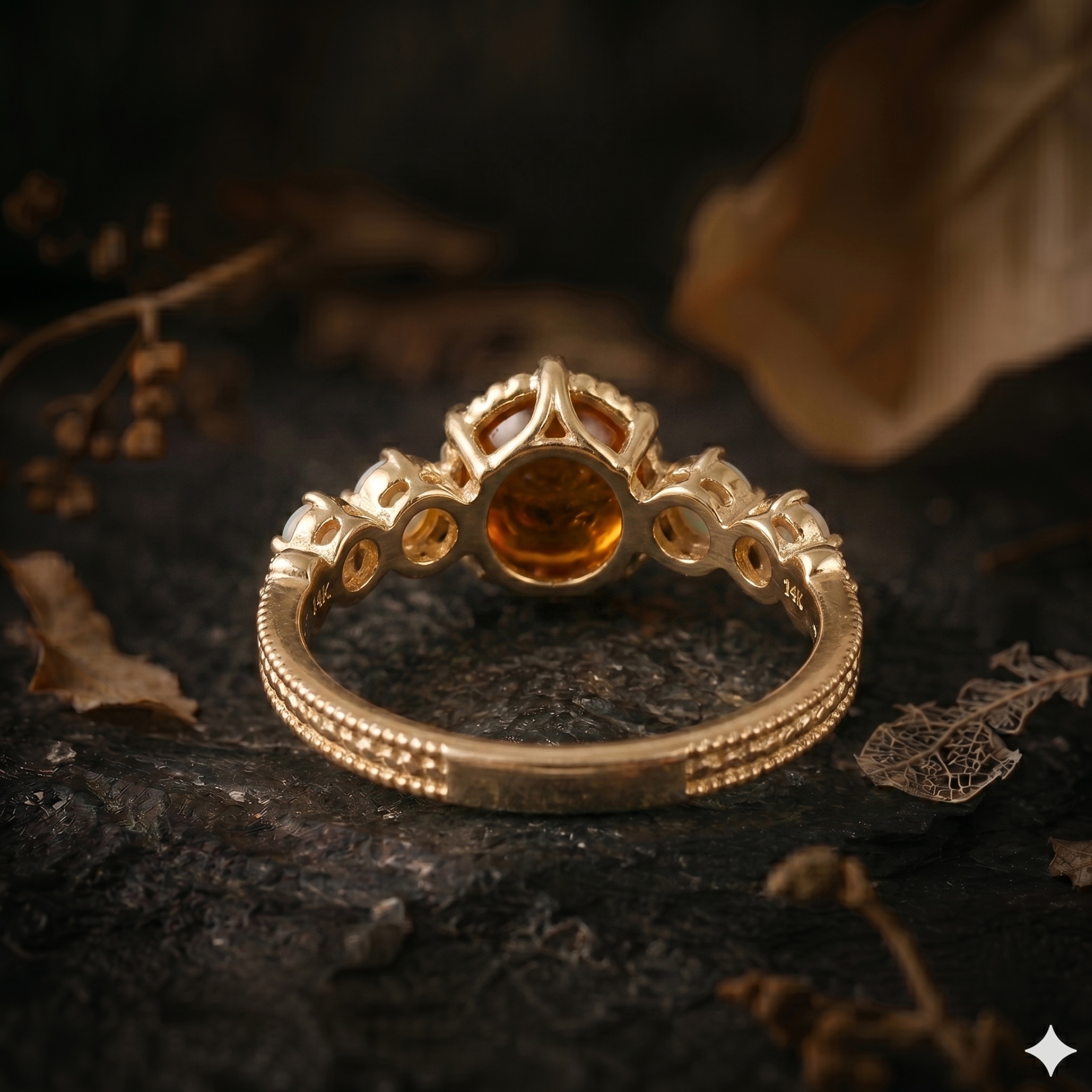 Vintage Sunstone Opal Engagement Gold Ring/Orange Gemstone Boho Statement Jewelry/June Birthstone Gift Spring Summer Trend Mother’s Day Sale