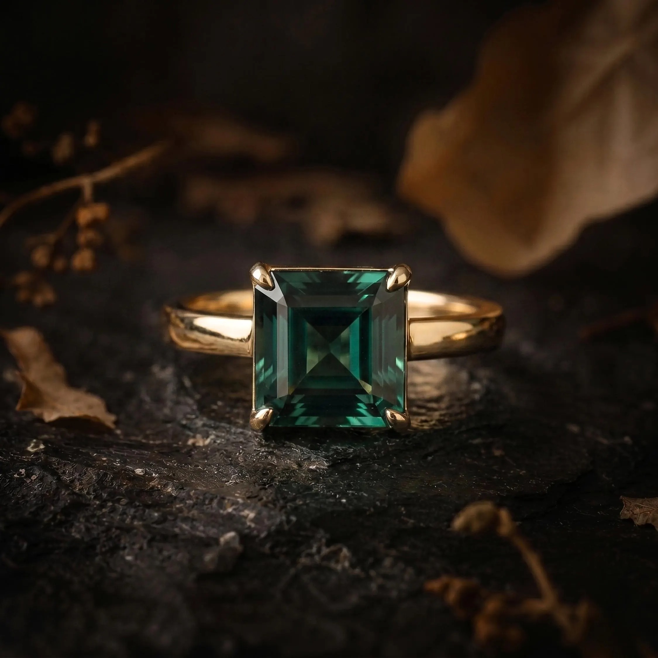 Vintage Square Cut Teal Montana Sapphire Engagement Ring, September Birthstone Bridal Jewelry Promise Ring Anniversary Birthday gift for her