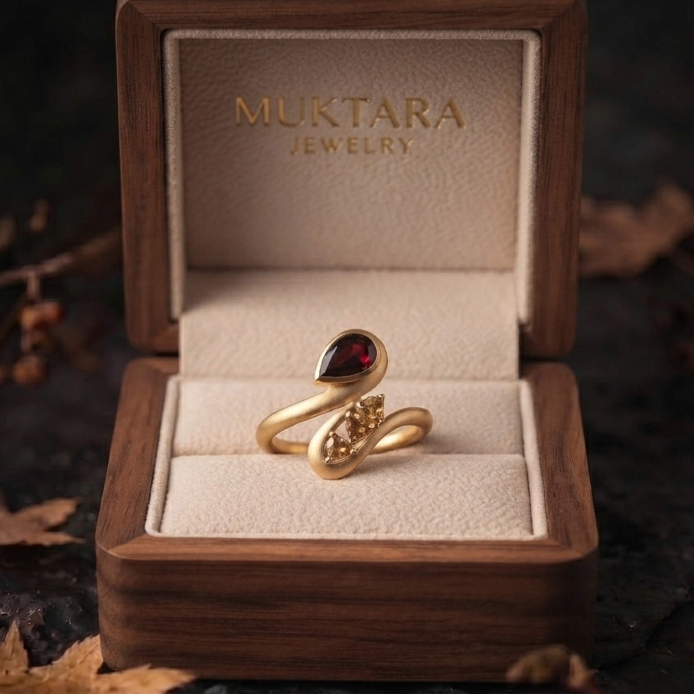 Unique Swan Inspired Statement Garnet Citrine Engagement Ring, Elegant Nature Inspired Wedding Ring, Garnet Citrine Birthday Gift For Women