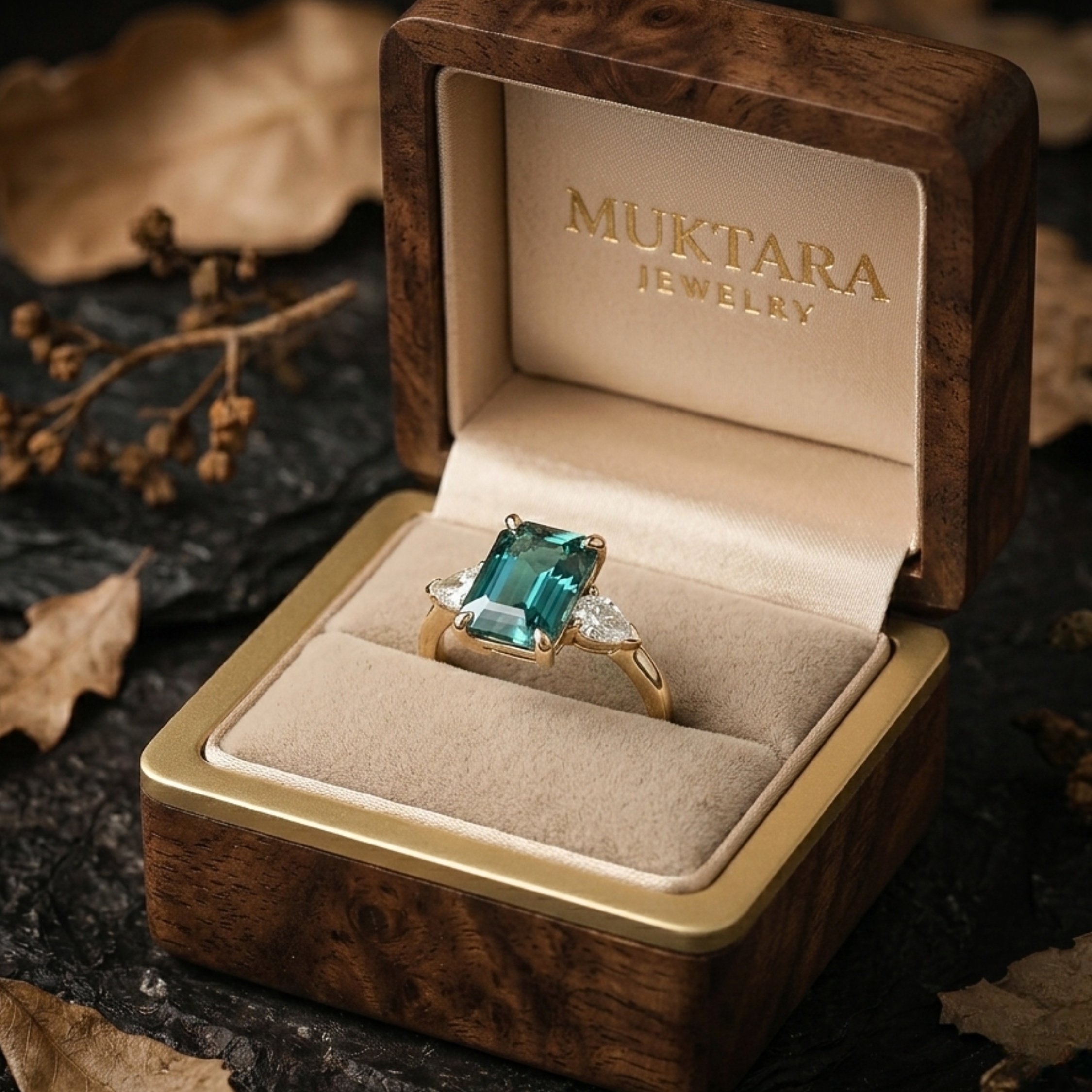 Emerald Cut Teal Montana Sapphire Engagement Ring, September Birthstone Promise Moissanite Wedding Ring, Anniversary Birthday Gifts For Her