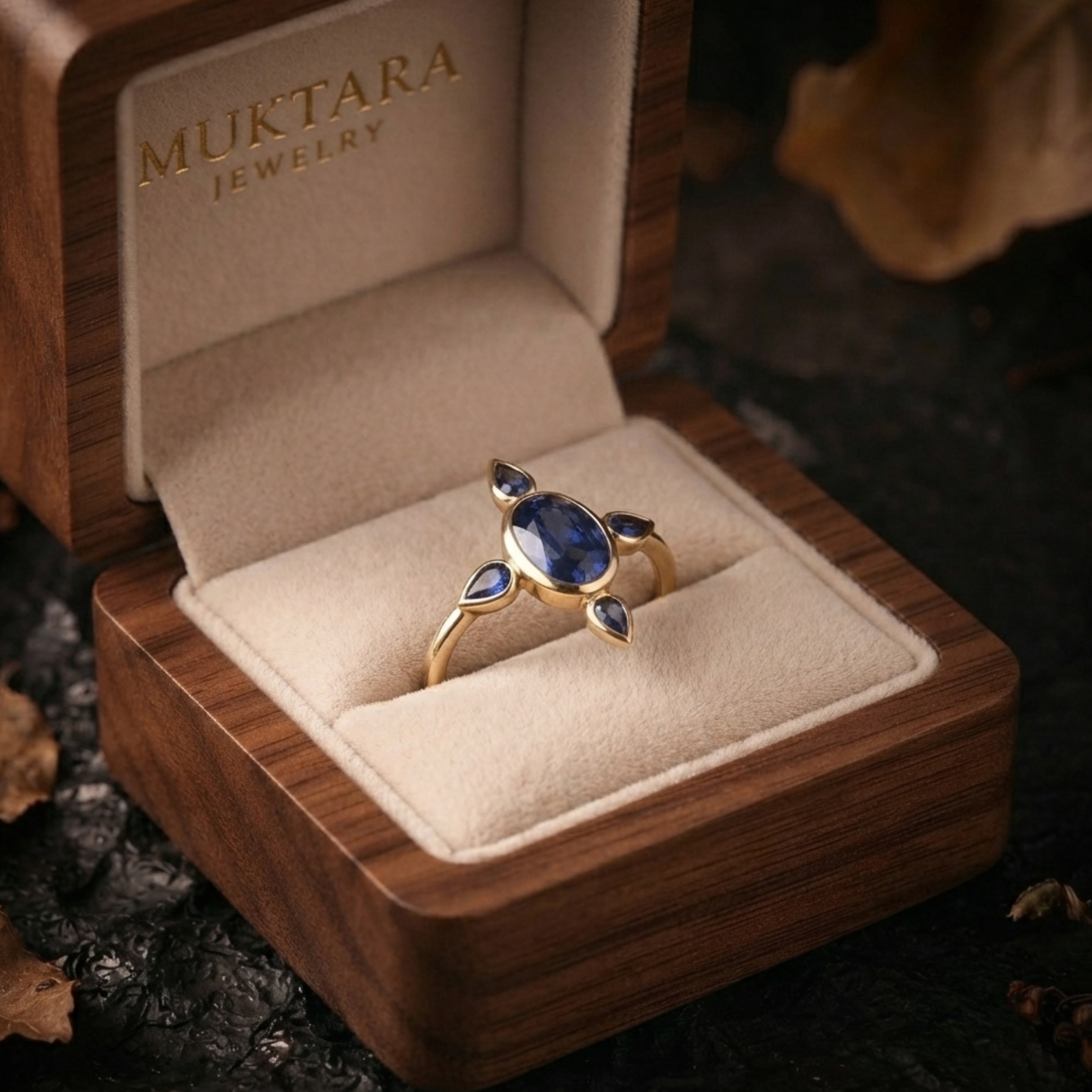 Genuine Blue Sapphire Engagement Ring/ 14k Gold Sapphire Halo Cluster Oval Ring/September Birthstone Gift/Promise Bridal Ring/Gift for Women