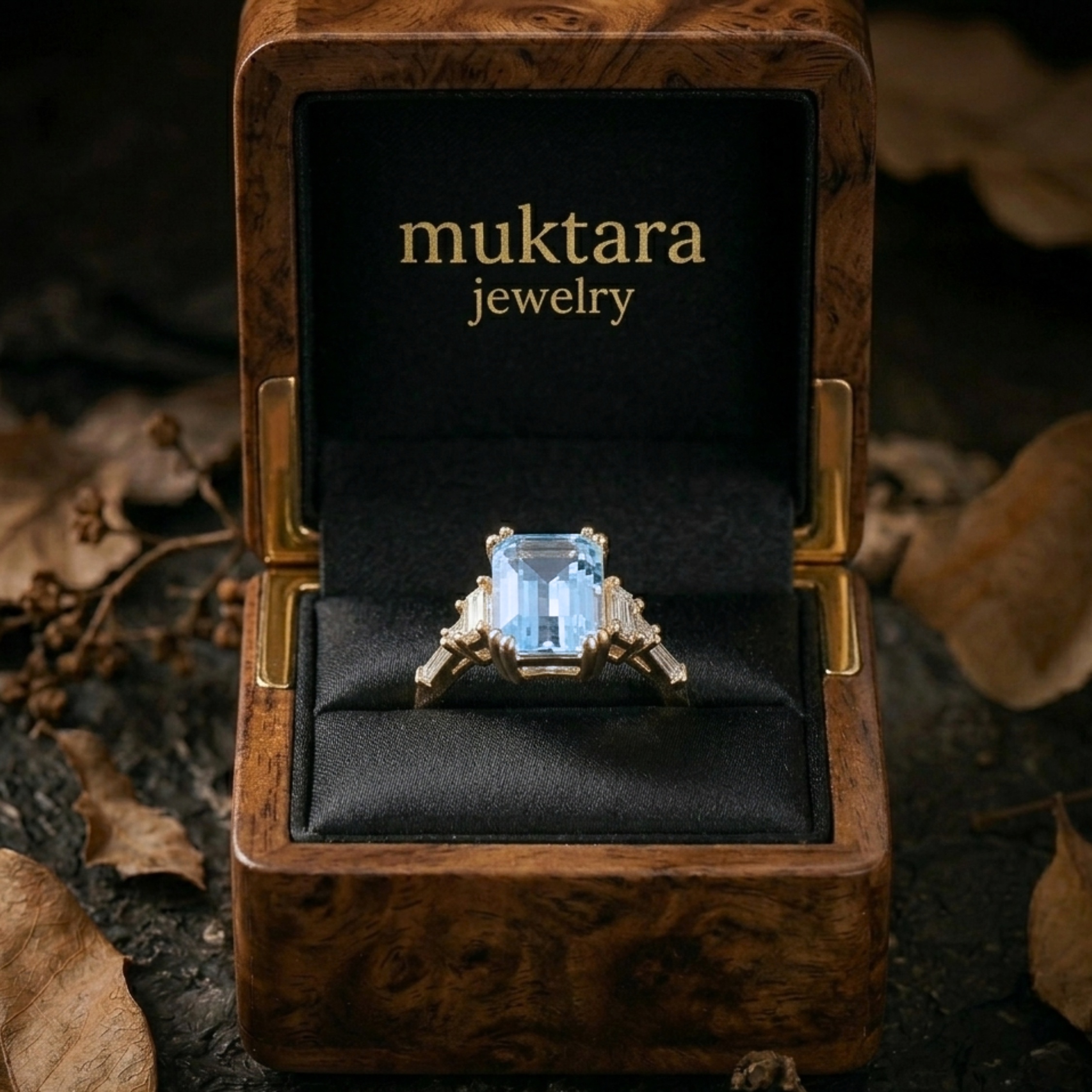 Vintage Emerald Cut Aquamarine Engagement Ring, 14k Gold Moissanite Ring, Unique March Birthstone Jewelry, Anniversary Birthday gift for her