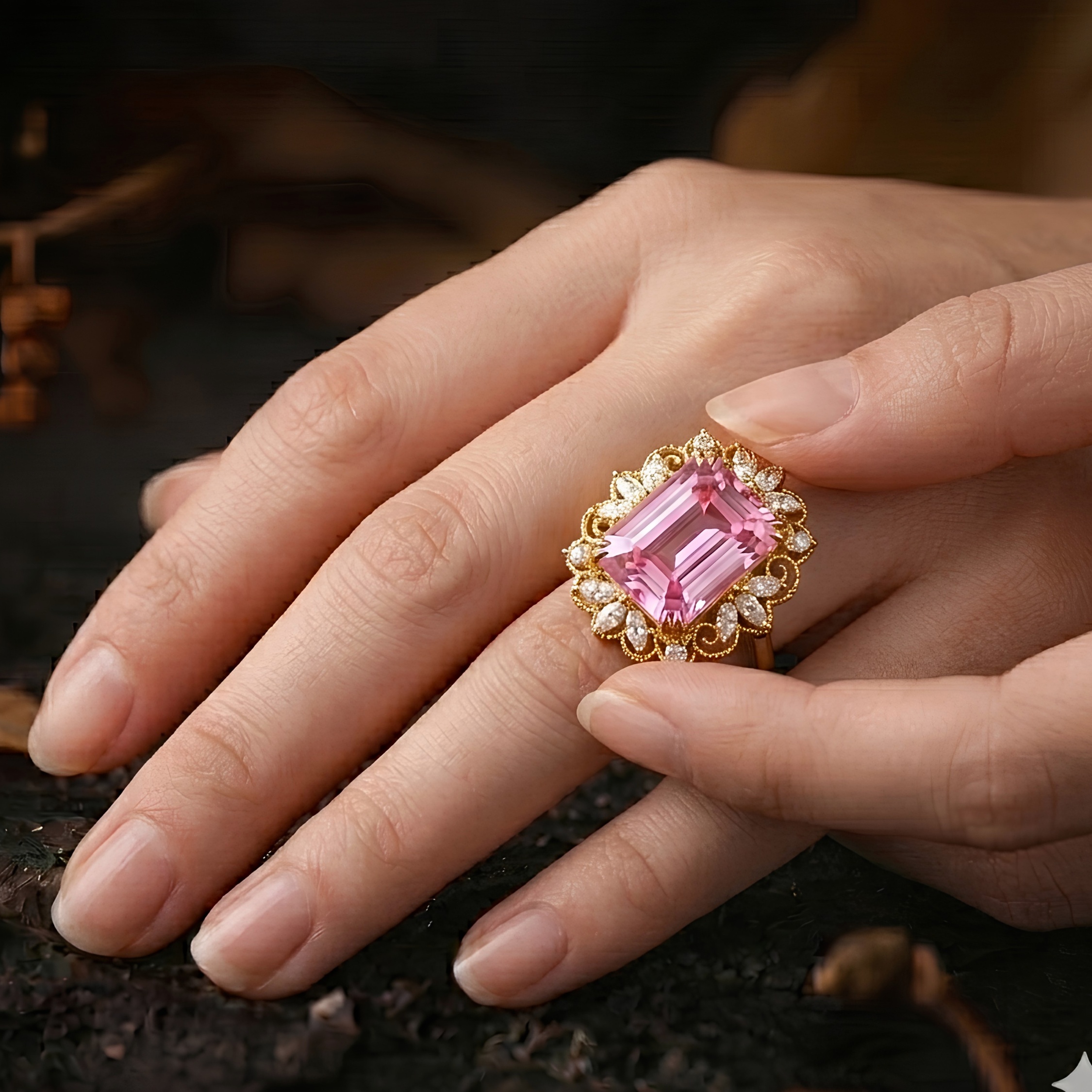 Emerald Cut Pink Sapphire Moissanite Engagement Ring, September Birthstone Promise Moissanite Wedding Ring Anniversary Birthday Gift For Her